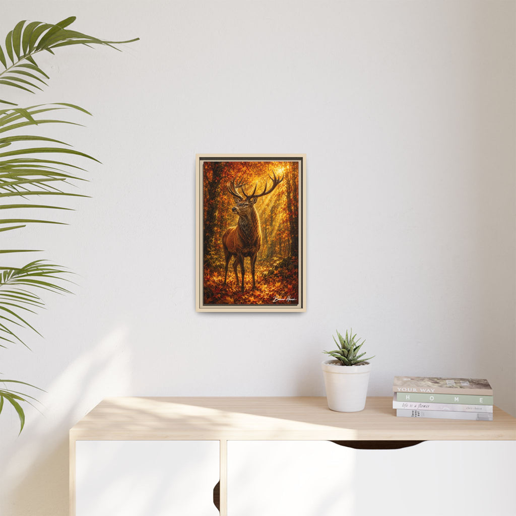 Majestic Stag Framed Canvas Wall Art — Autumn Forest Matte Print