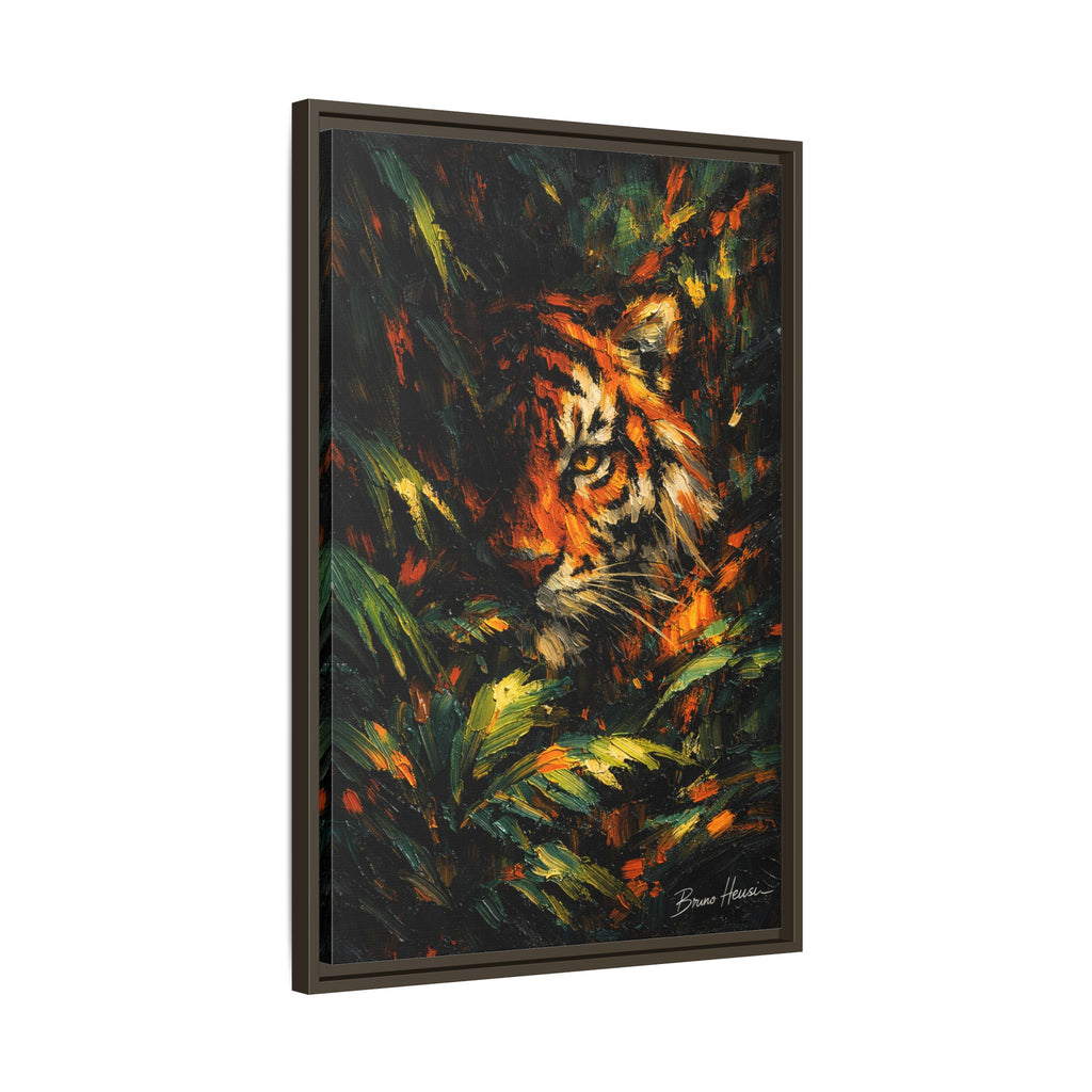 Framed Matte Canvas - Vibrant Tiger Jungle Print