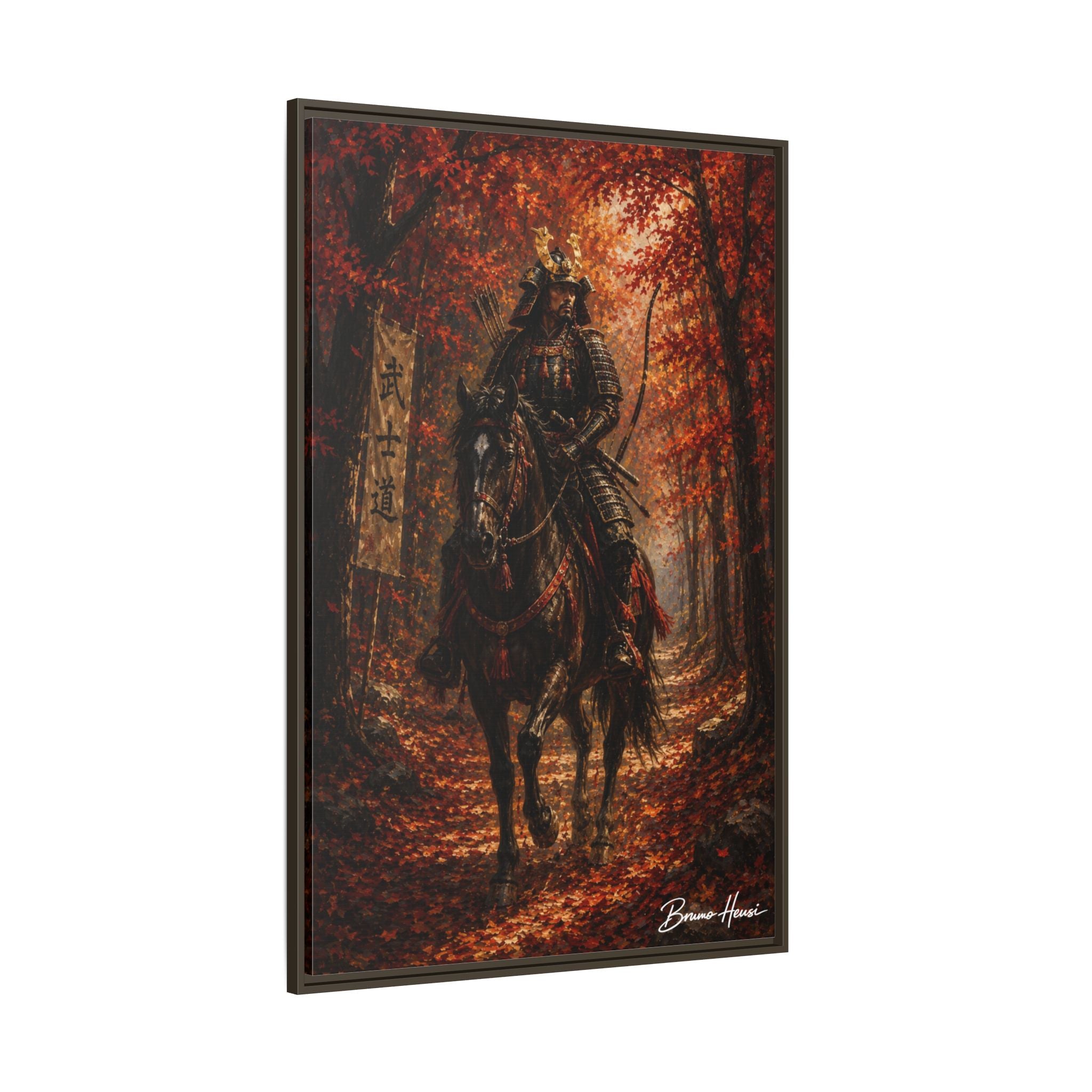 Samurai Warrior Canvas Print — Framed Matte Autumn Wall Art