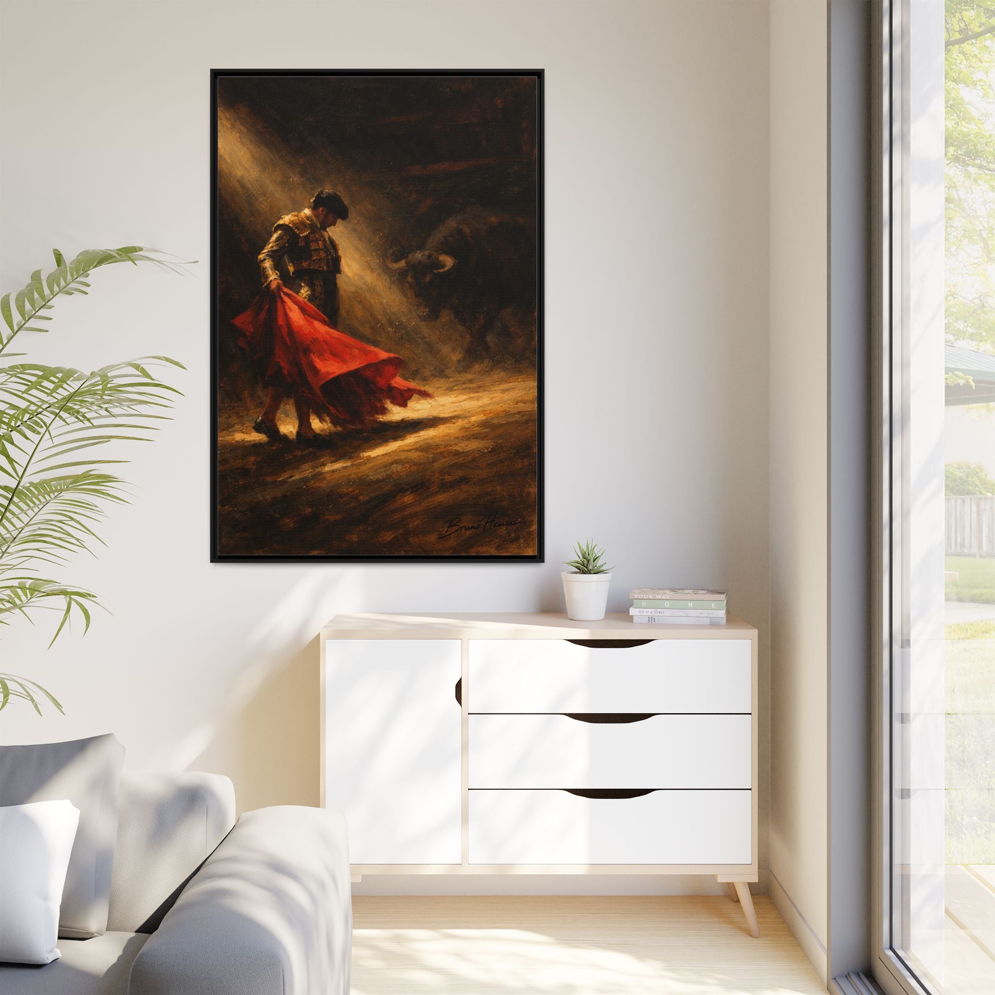 Matador Canvas Wall Art – Classic Spanish Bullfighting Scene Framed Print