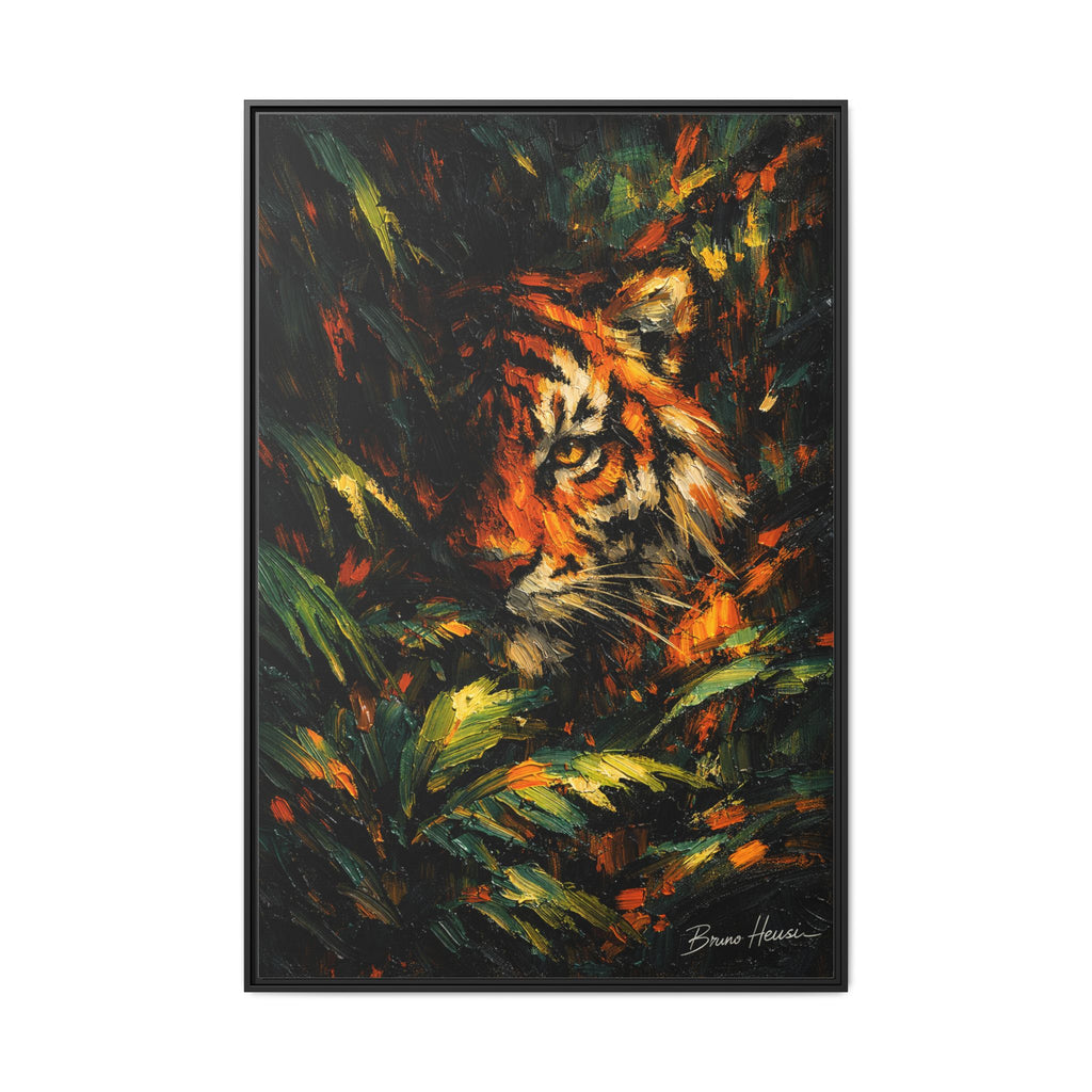 Framed Matte Canvas - Vibrant Tiger Jungle Print