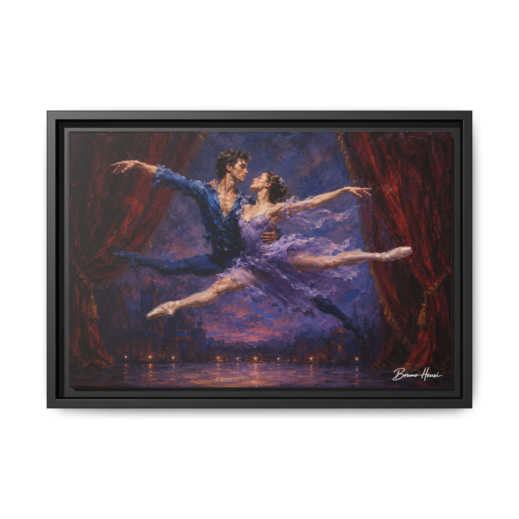 Framed Ballet Canvas Print — Romantic Dancing Couple Wall Art