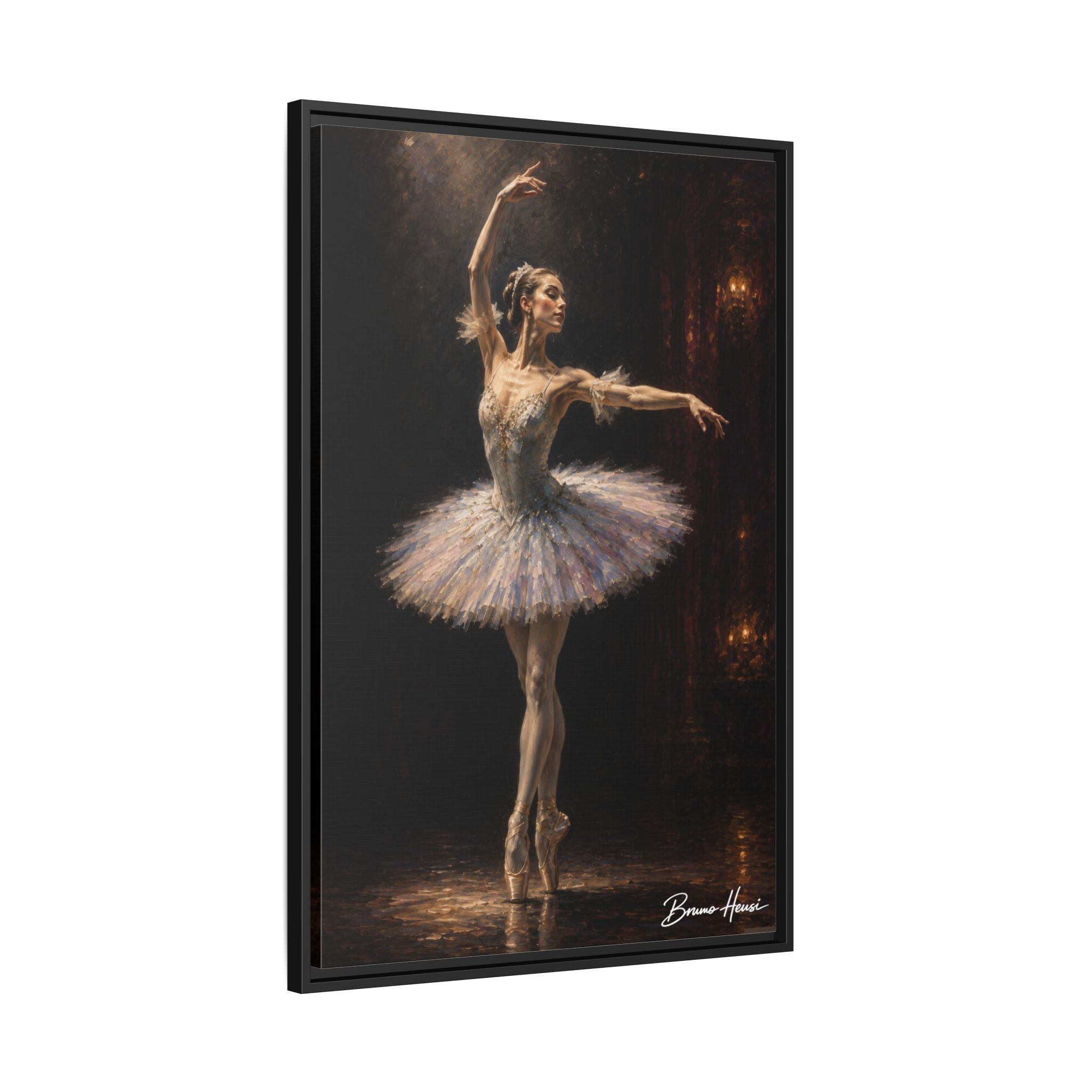 Framed Ballet Dancer Canvas Print — Elegant Ballerina Wall Art