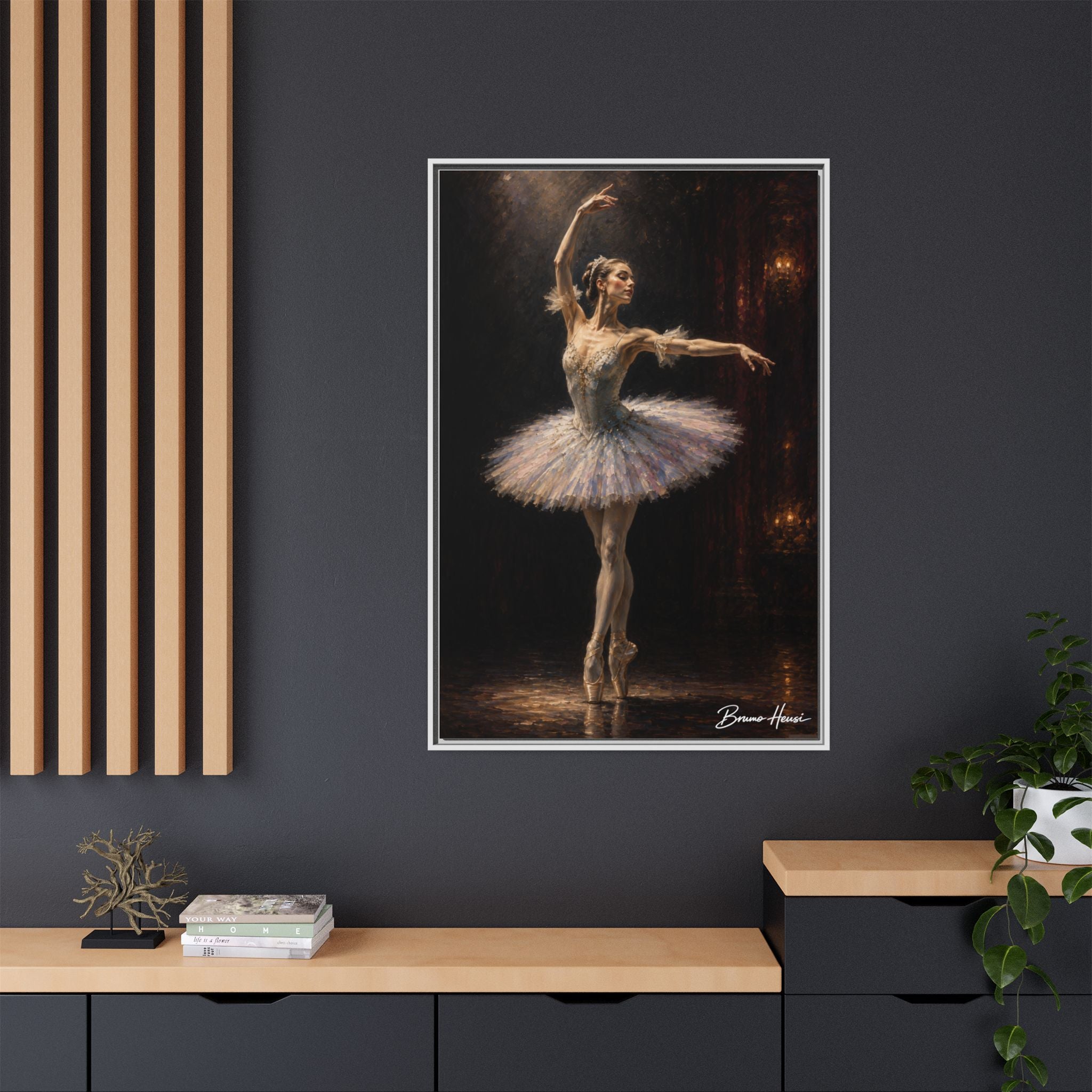 Framed Ballet Dancer Canvas Print — Elegant Ballerina Wall Art