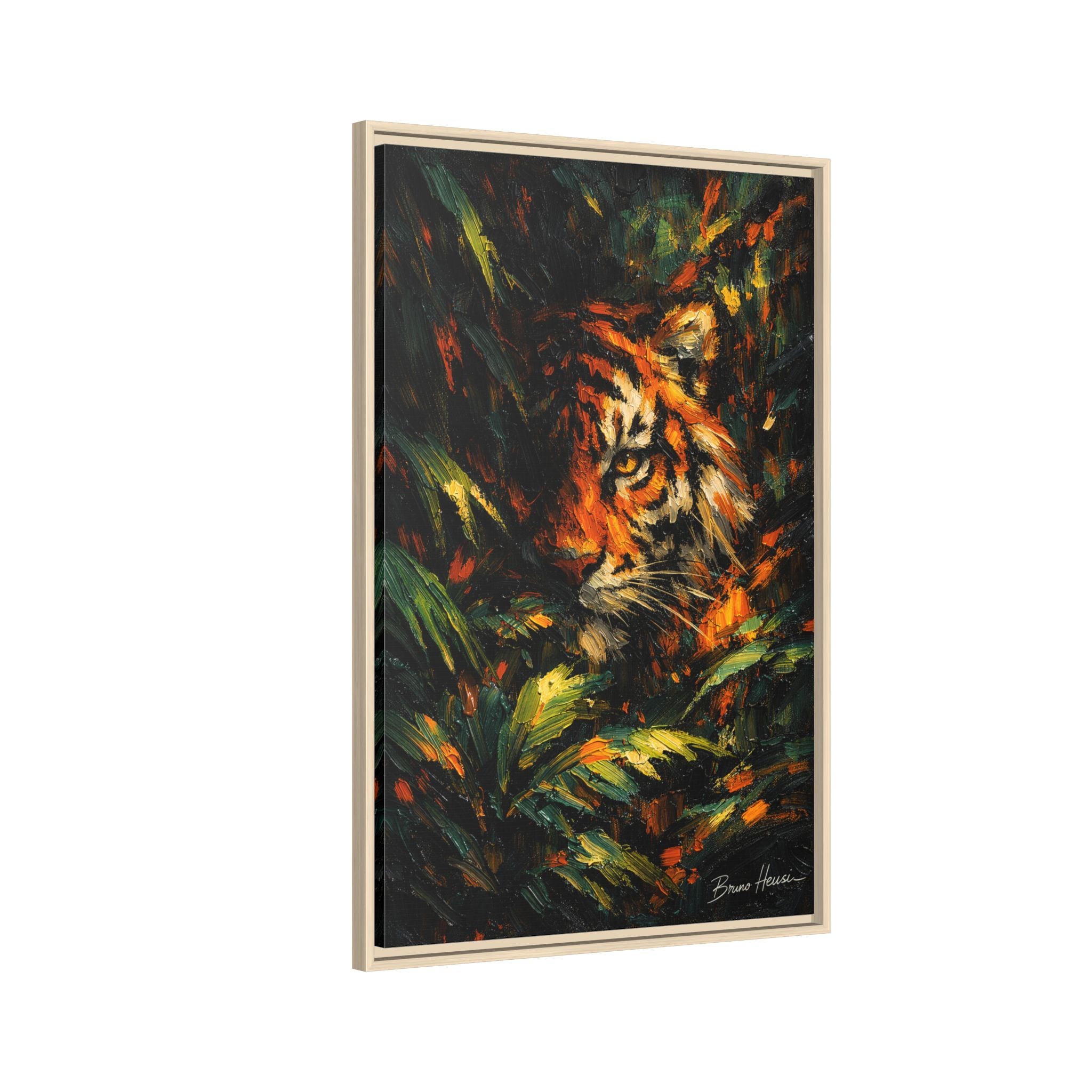 Framed Matte Canvas - Vibrant Tiger Jungle Print