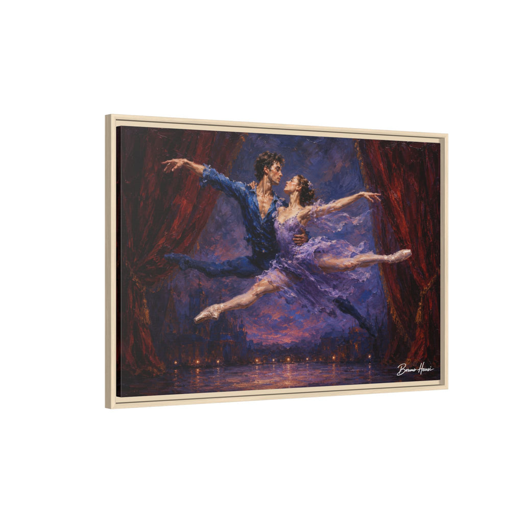 Framed Ballet Canvas Print — Romantic Dancing Couple Wall Art