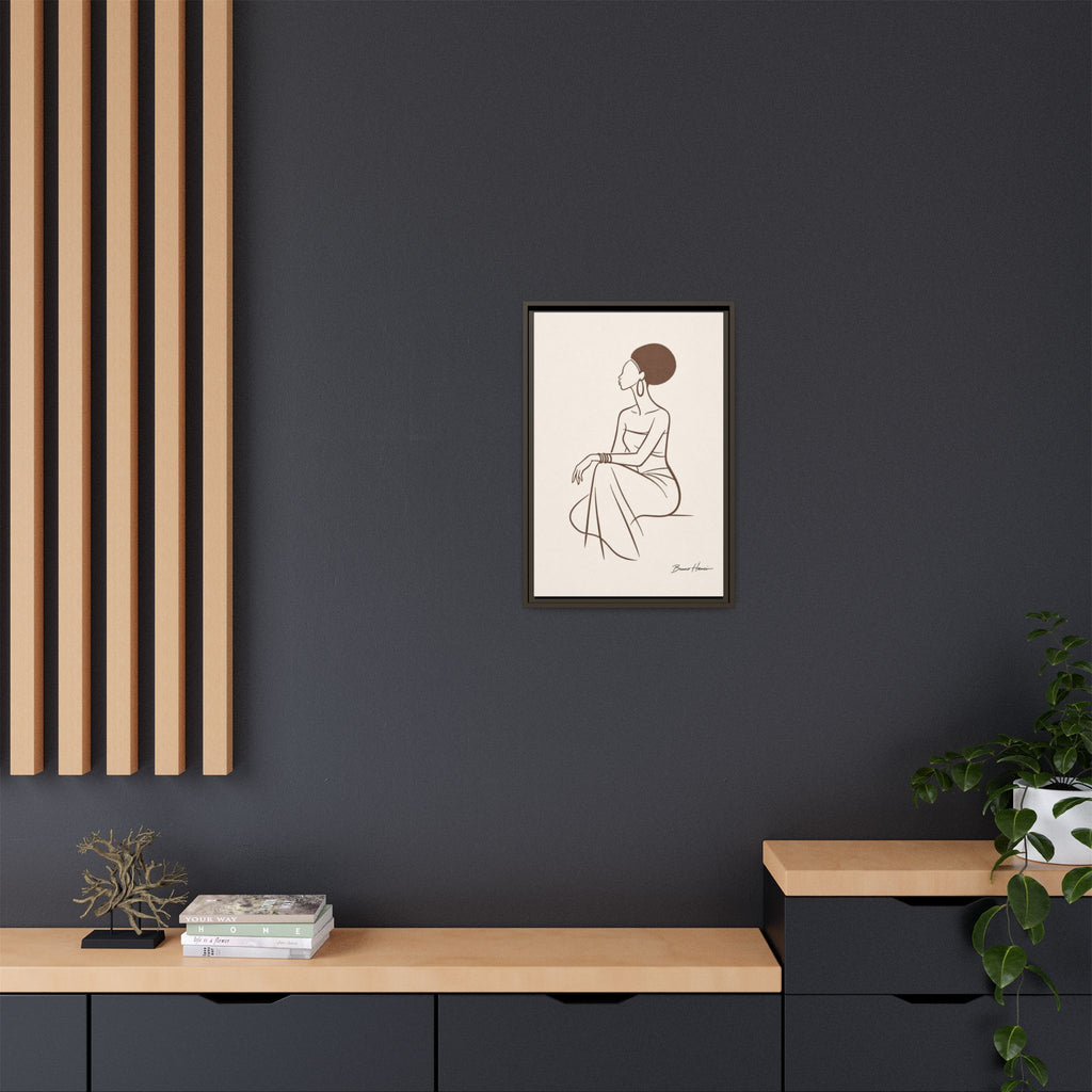 Elegant Minimalist Line Art Woman — Framed Matte Canvas Wall Art