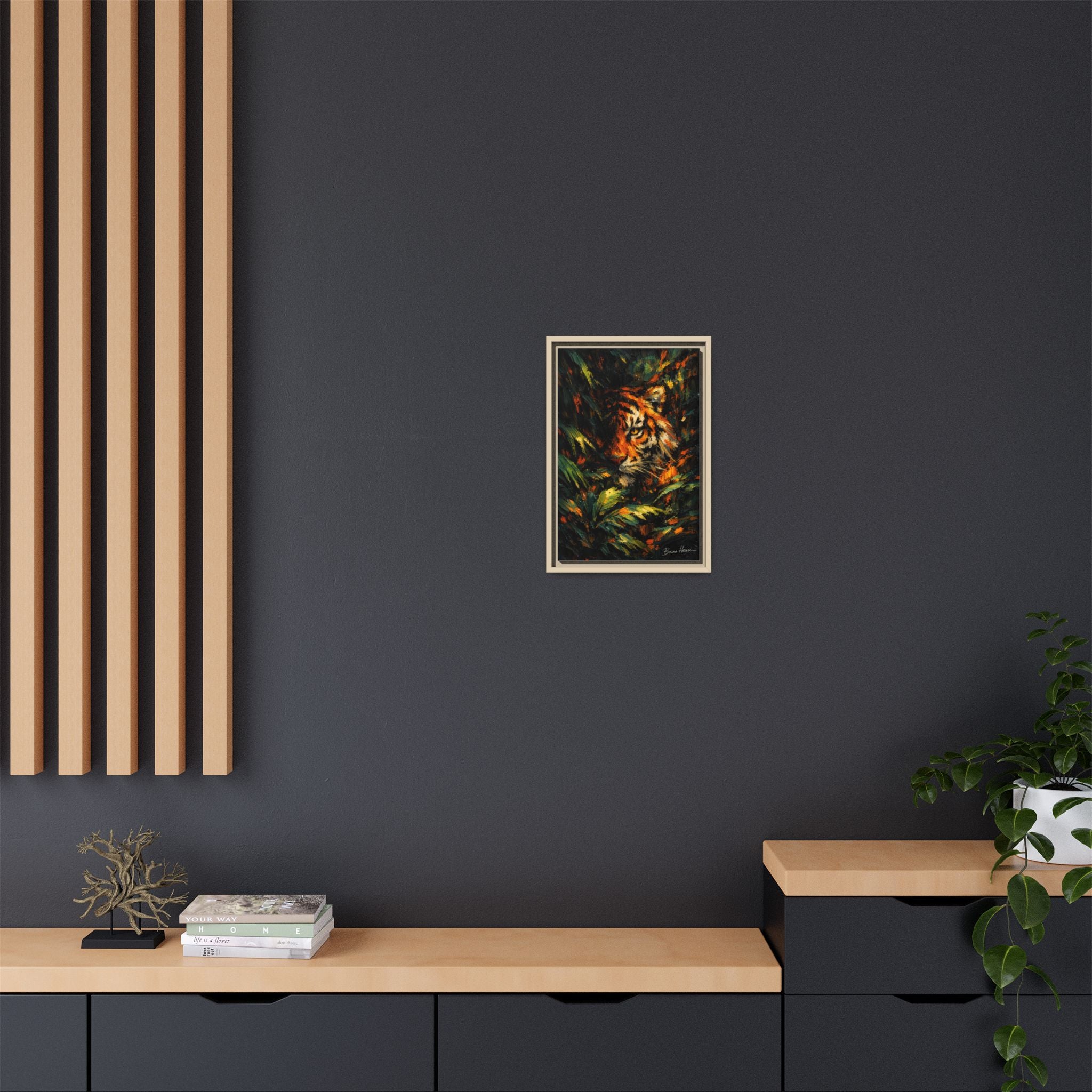 Framed Matte Canvas - Vibrant Tiger Jungle Print