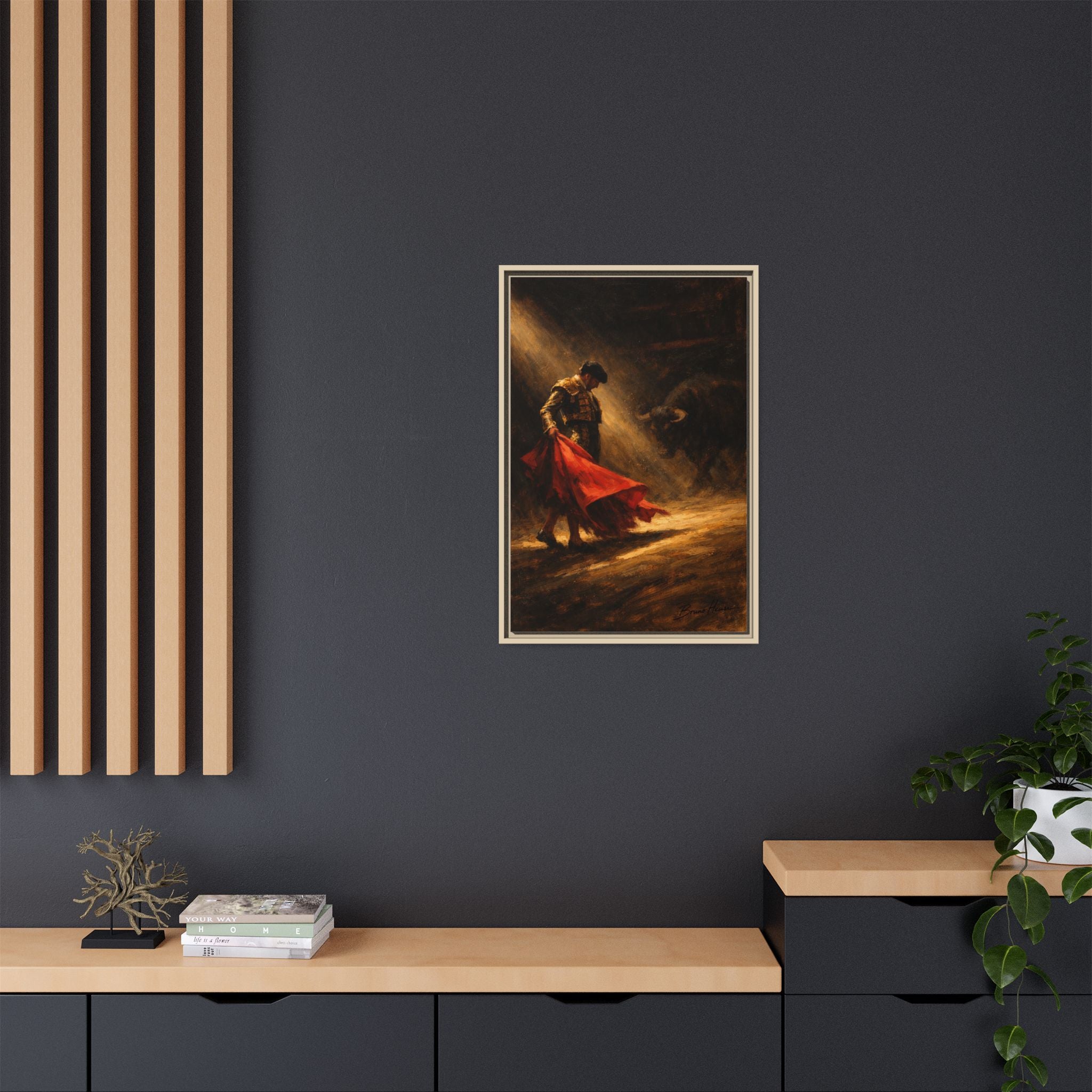 Matador Canvas Wall Art – Classic Spanish Bullfighting Scene Framed Print