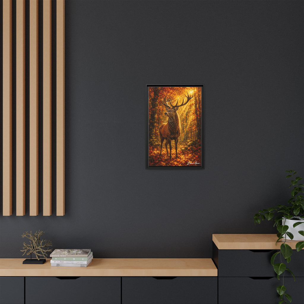 Majestic Stag Framed Canvas Wall Art — Autumn Forest Matte Print