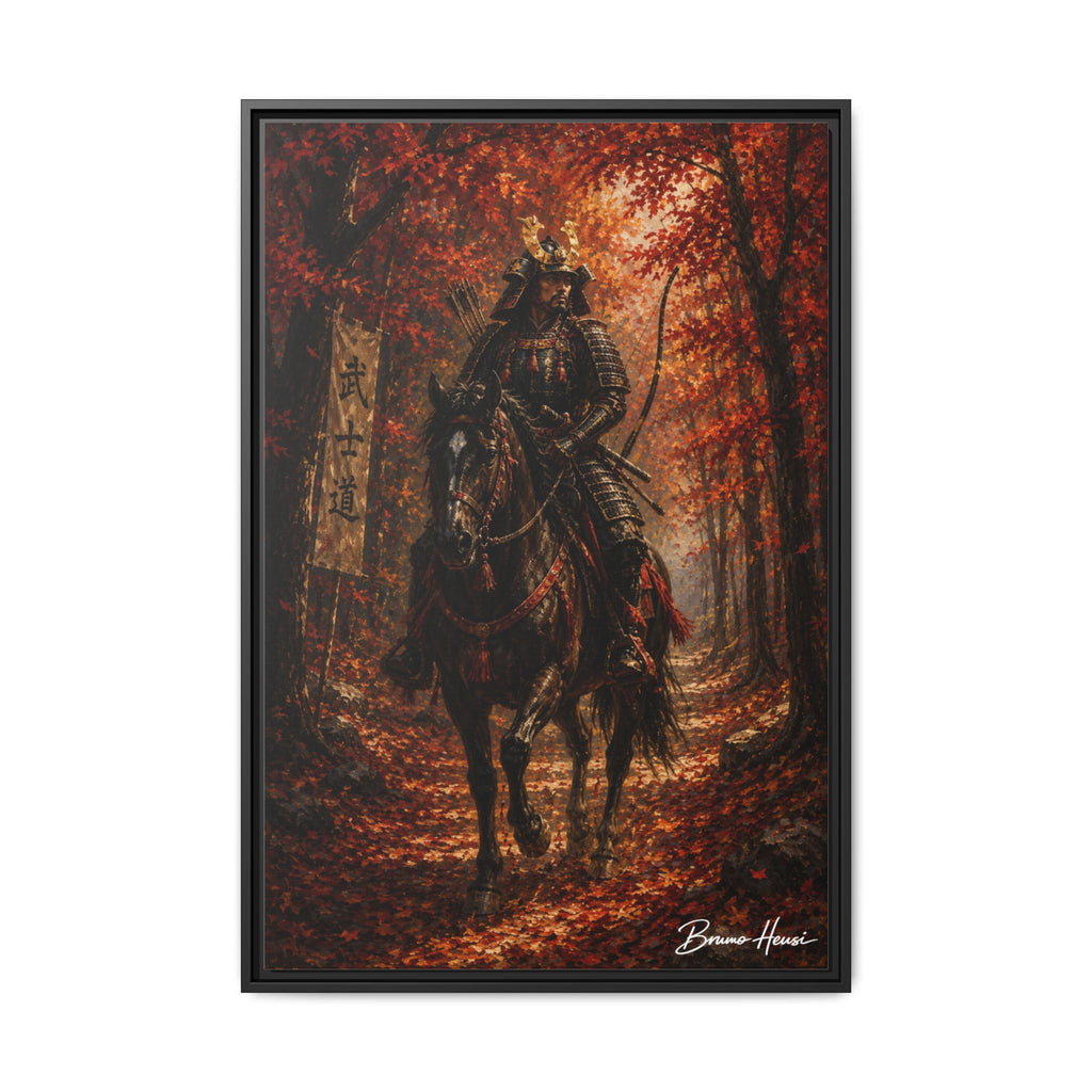 Samurai Warrior Canvas Print — Framed Matte Autumn Wall Art