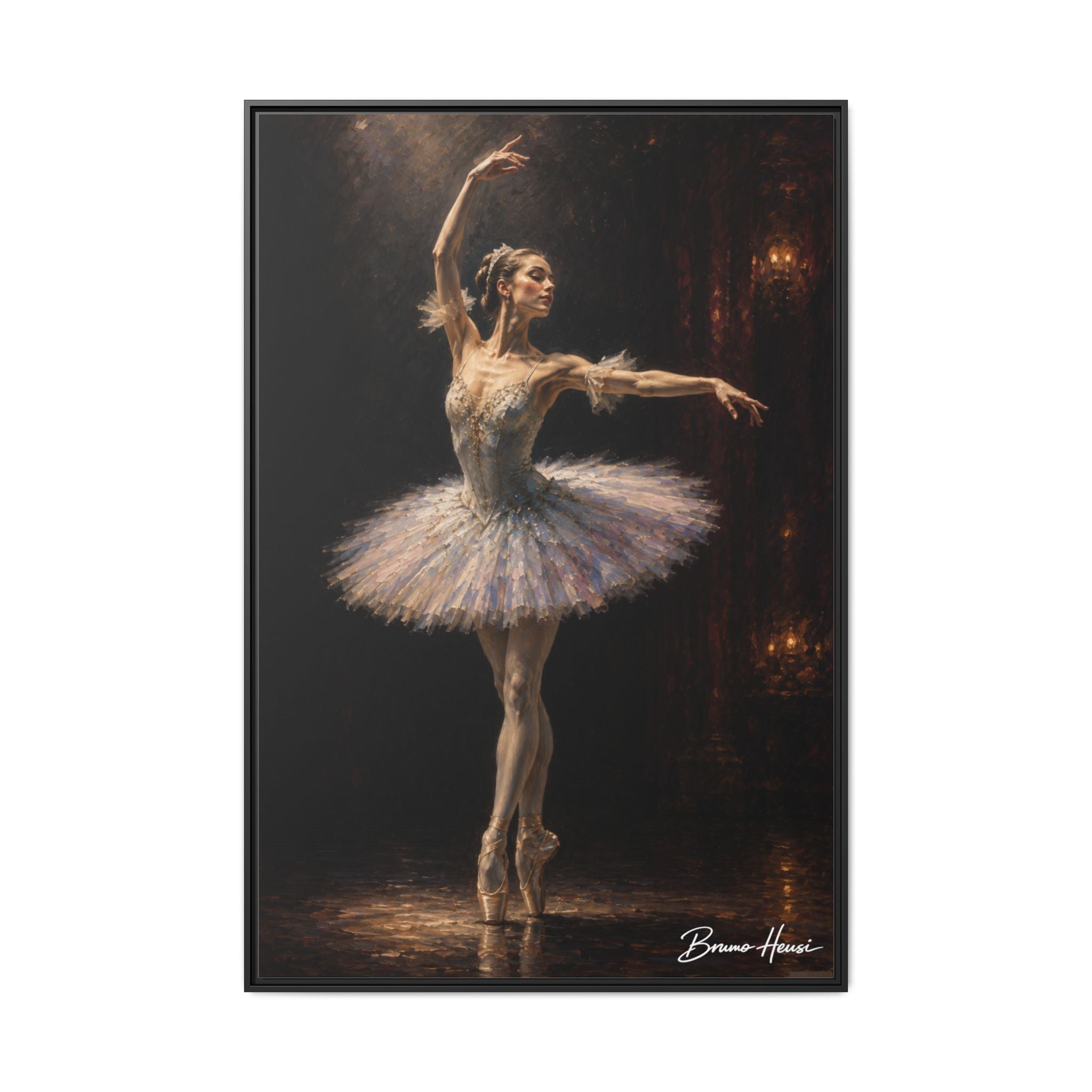Framed Ballet Dancer Canvas Print — Elegant Ballerina Wall Art