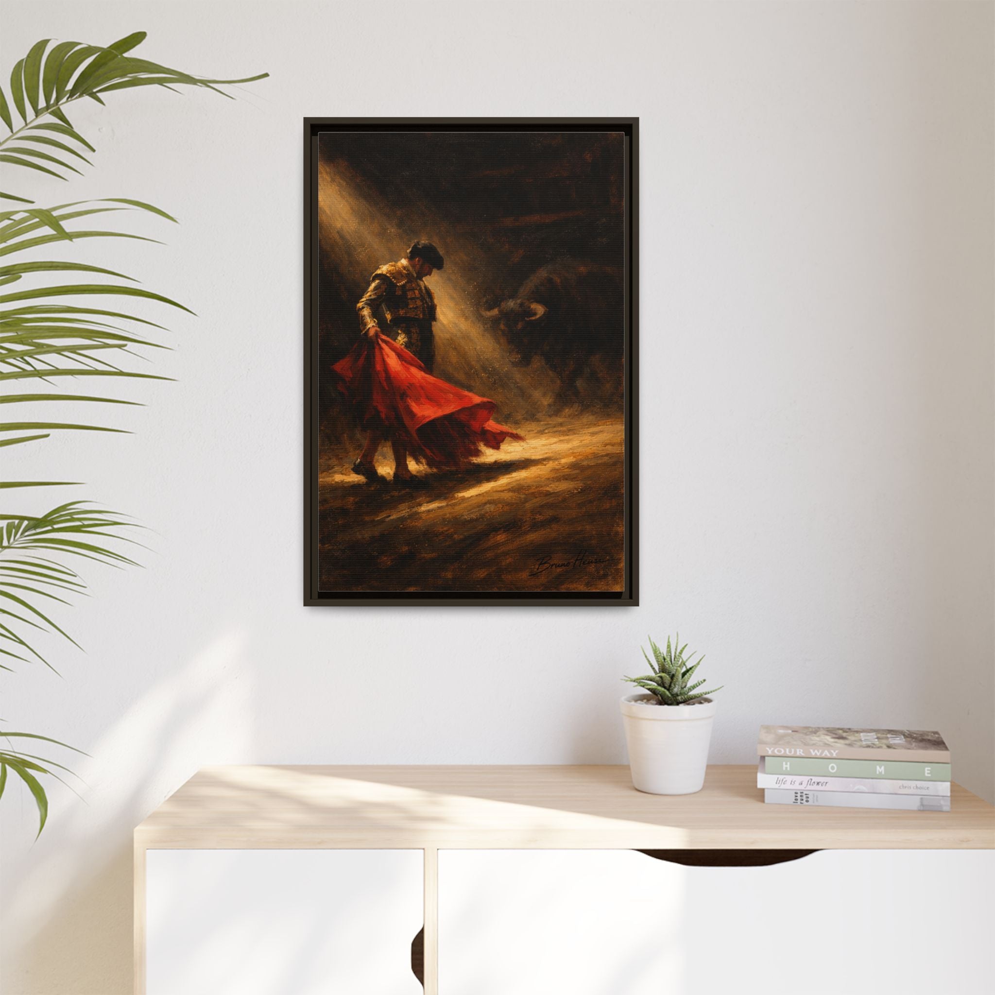 Matador Canvas Wall Art – Classic Spanish Bullfighting Scene Framed Print