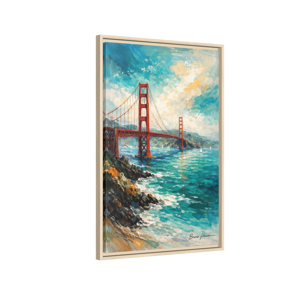 Golden Gate Bridge Seascape Matte Canvas Framed Wall Art