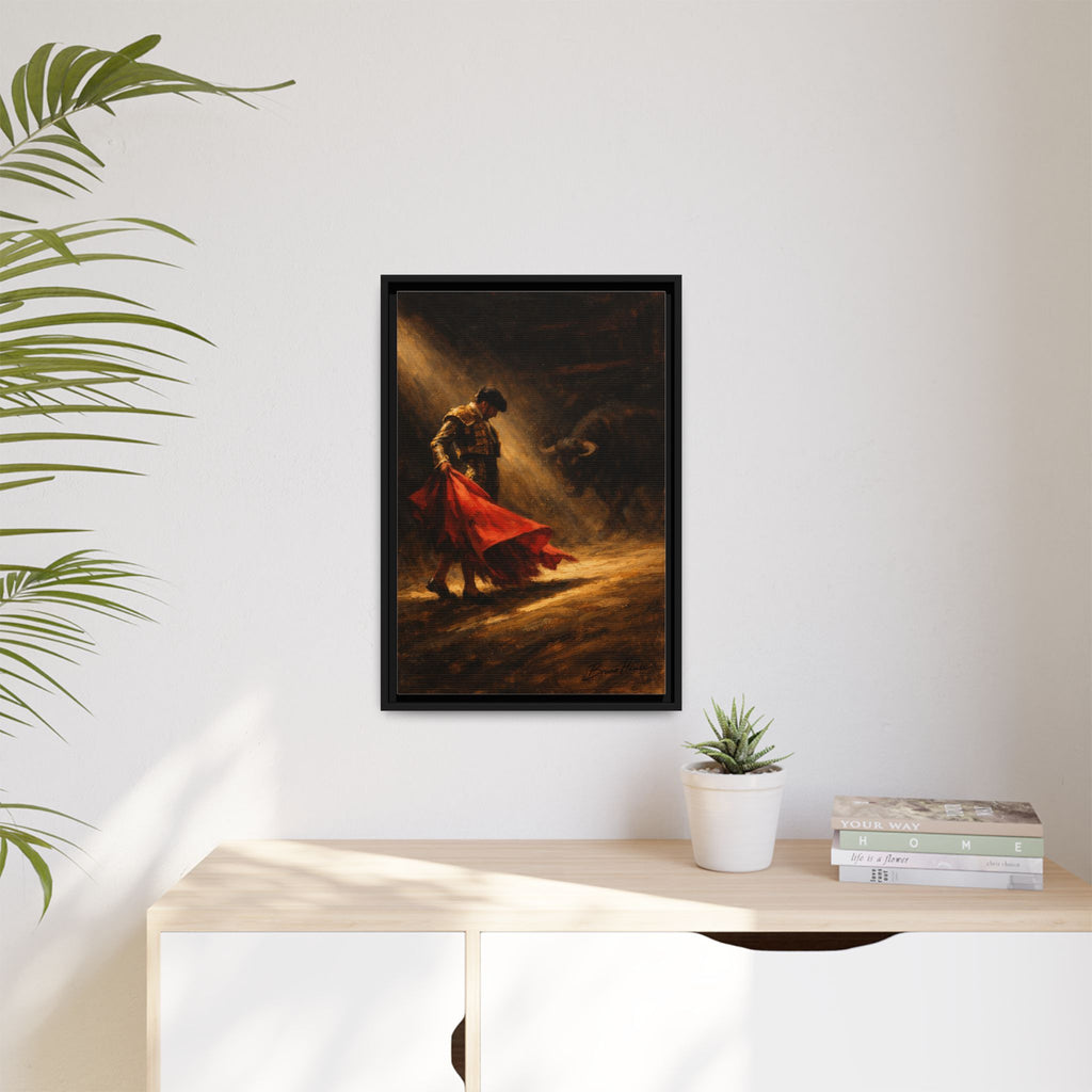 Matador Canvas Wall Art – Classic Spanish Bullfighting Scene Framed Print