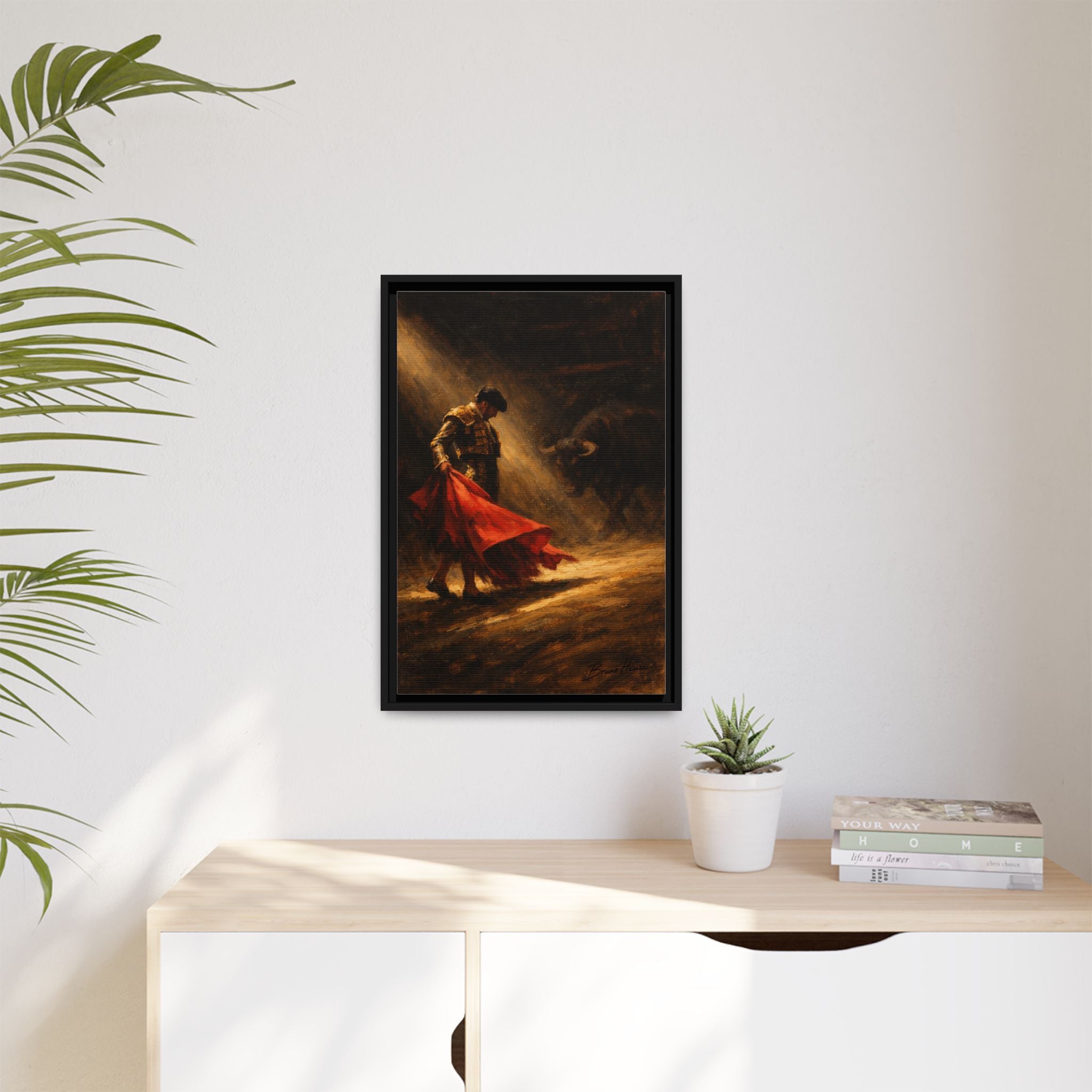 Matador Canvas Wall Art – Classic Spanish Bullfighting Scene Framed Print