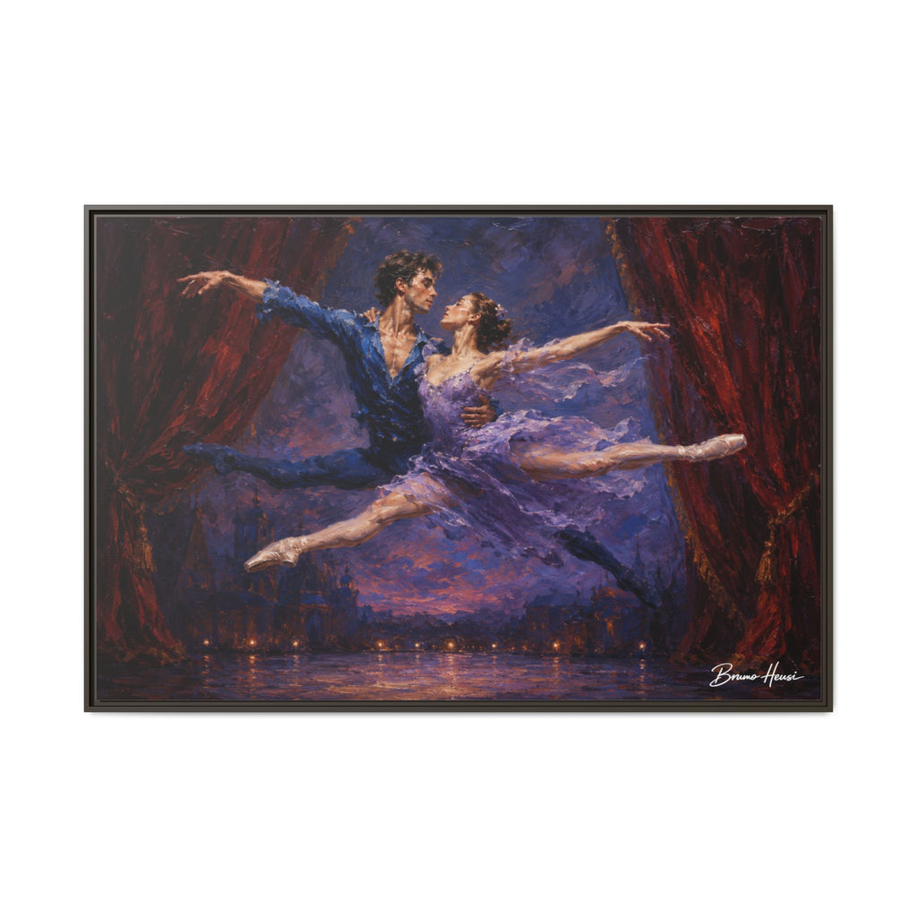 Framed Ballet Canvas Print — Romantic Dancing Couple Wall Art