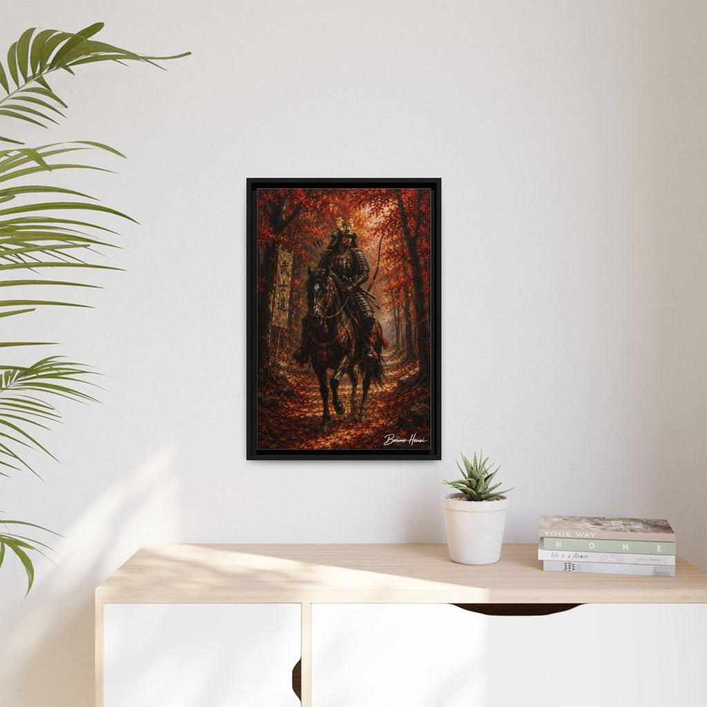 Samurai Warrior Canvas Print — Framed Matte Autumn Wall Art