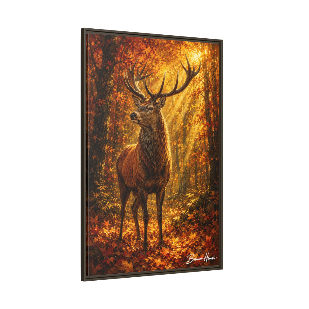 Majestic Stag Framed Canvas Wall Art — Autumn Forest Matte Print