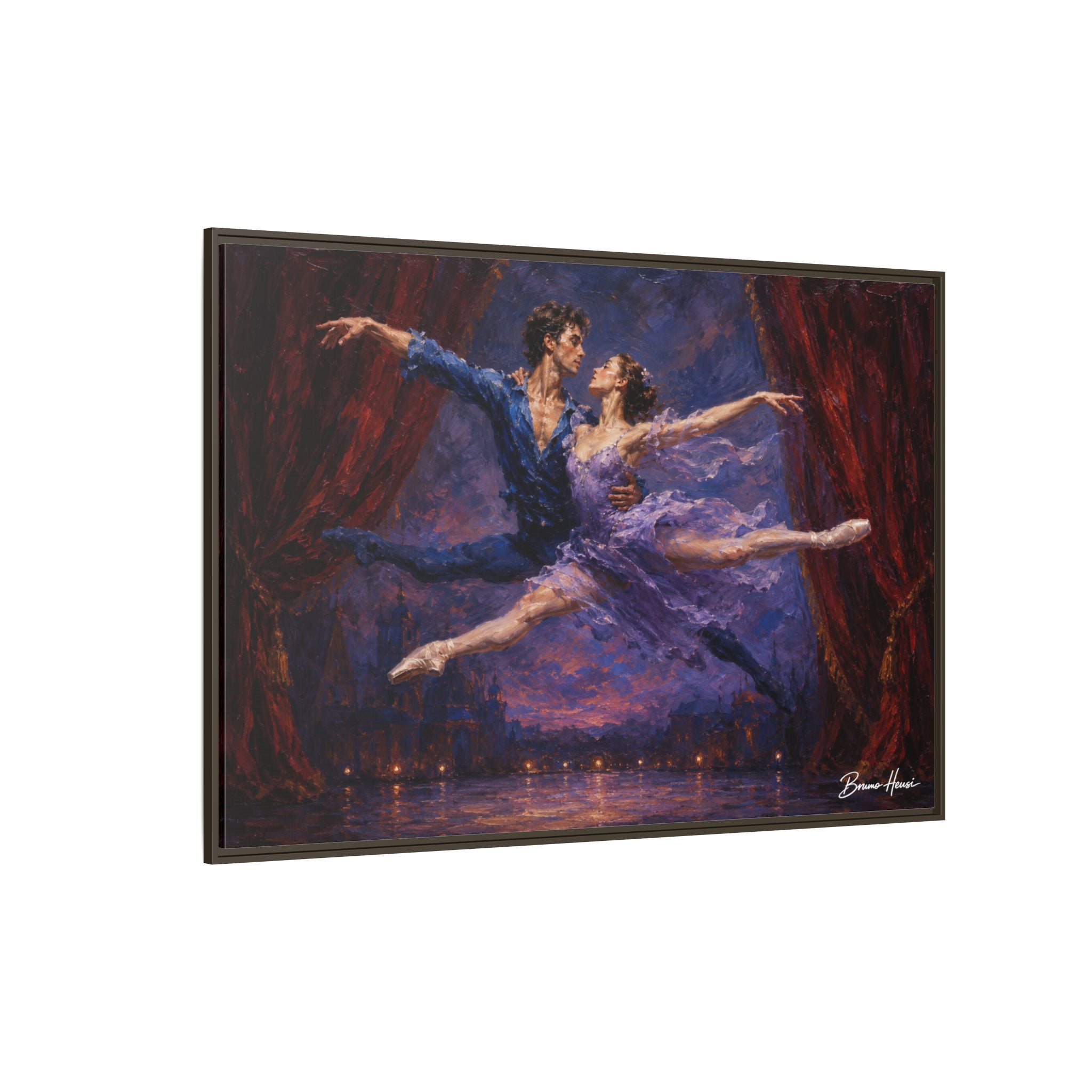 Framed Ballet Canvas Print — Romantic Dancing Couple Wall Art