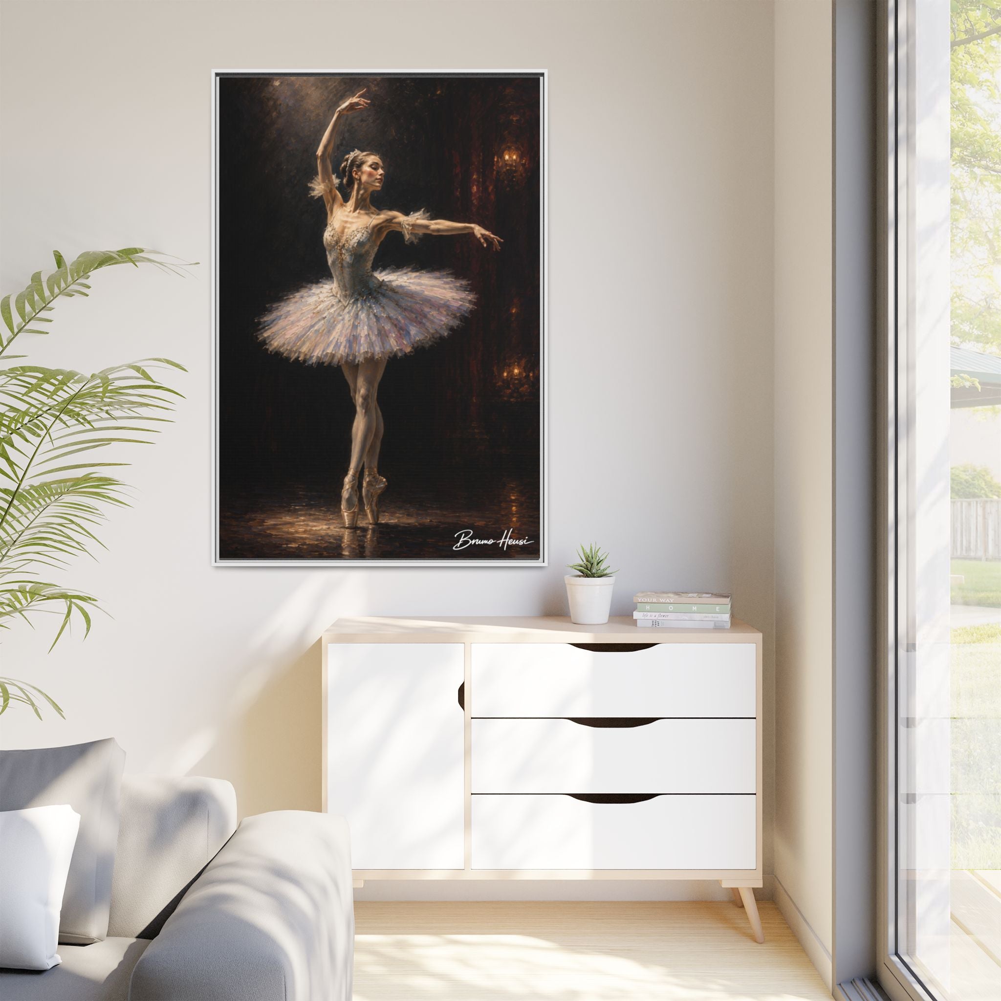 Framed Ballet Dancer Canvas Print — Elegant Ballerina Wall Art