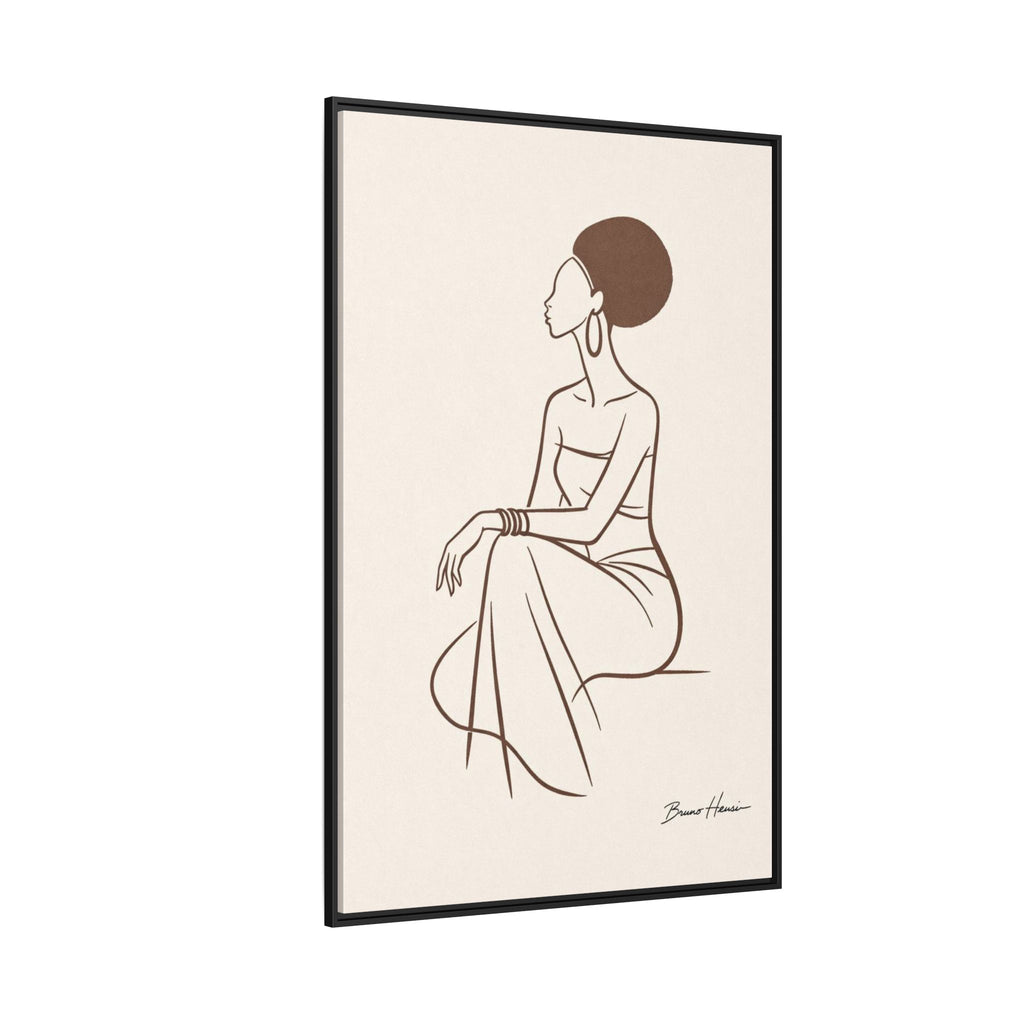 Elegant Minimalist Line Art Woman — Framed Matte Canvas Wall Art