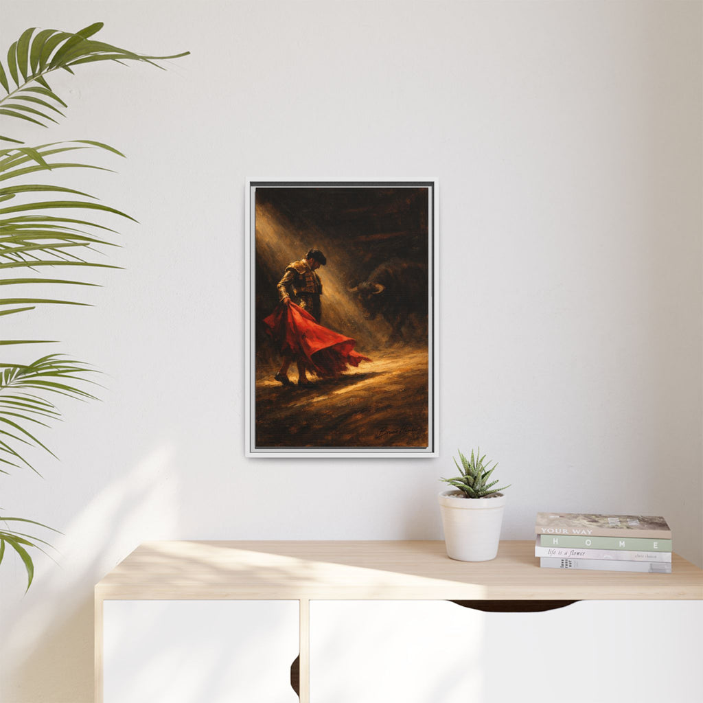 Matador Canvas Wall Art – Classic Spanish Bullfighting Scene Framed Print