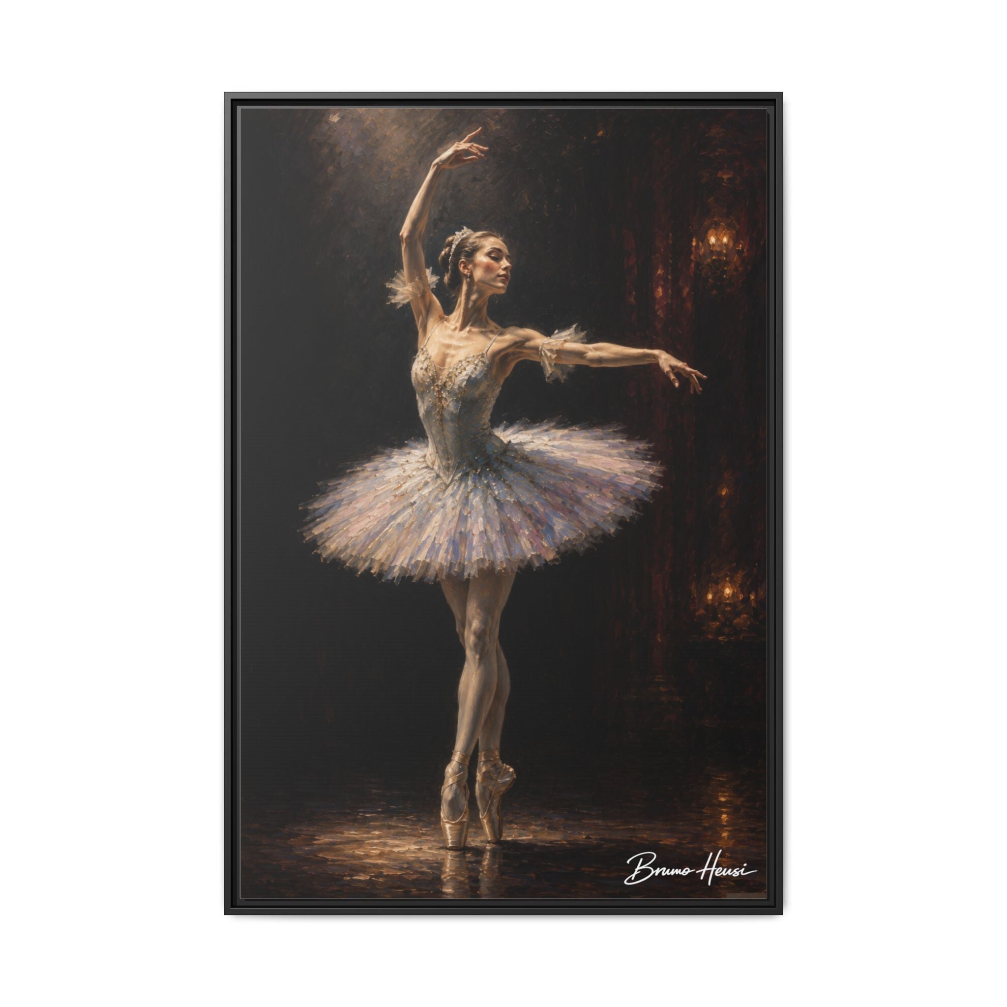 Framed Ballet Dancer Canvas Print — Elegant Ballerina Wall Art