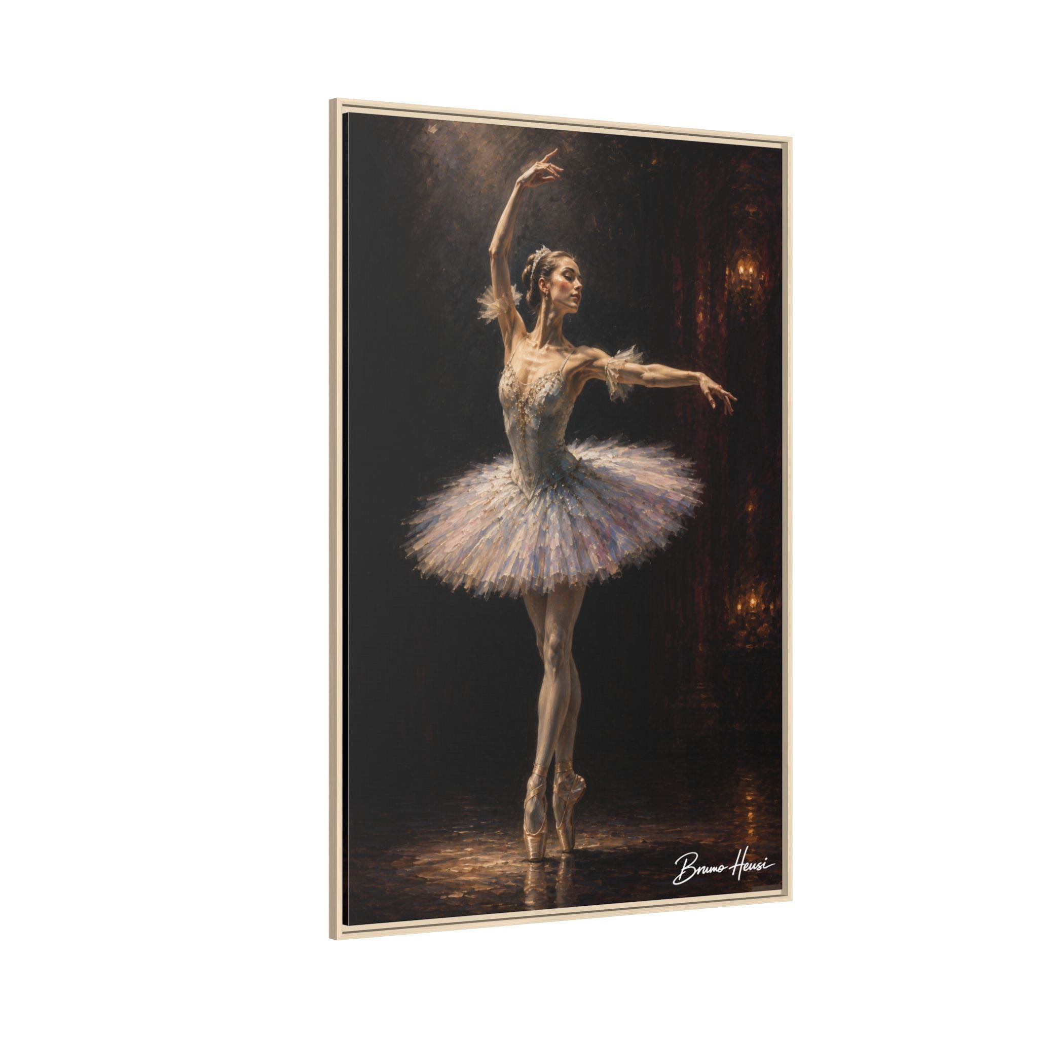 Framed Ballet Dancer Canvas Print — Elegant Ballerina Wall Art