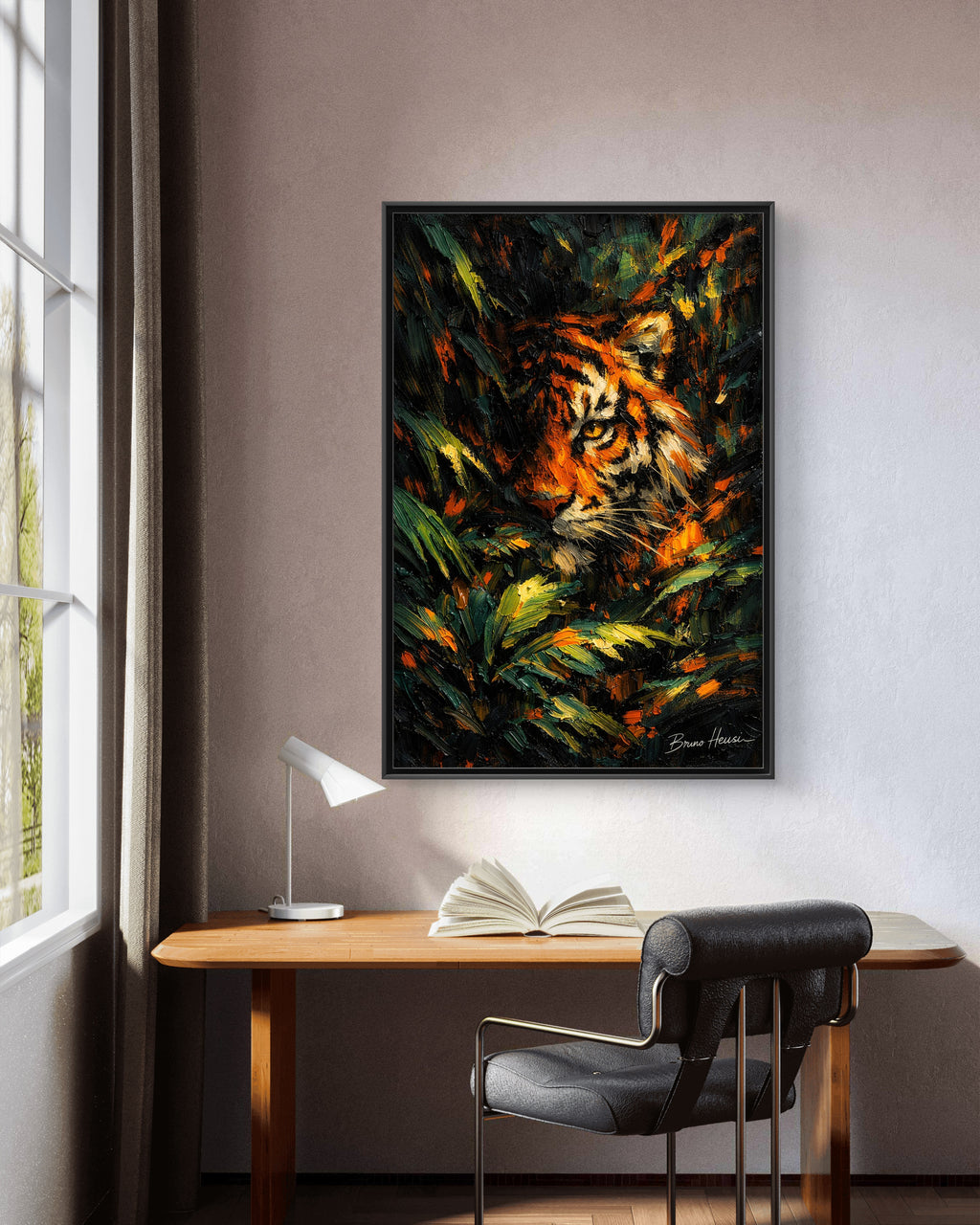 Framed Matte Canvas - Vibrant Tiger Jungle Print