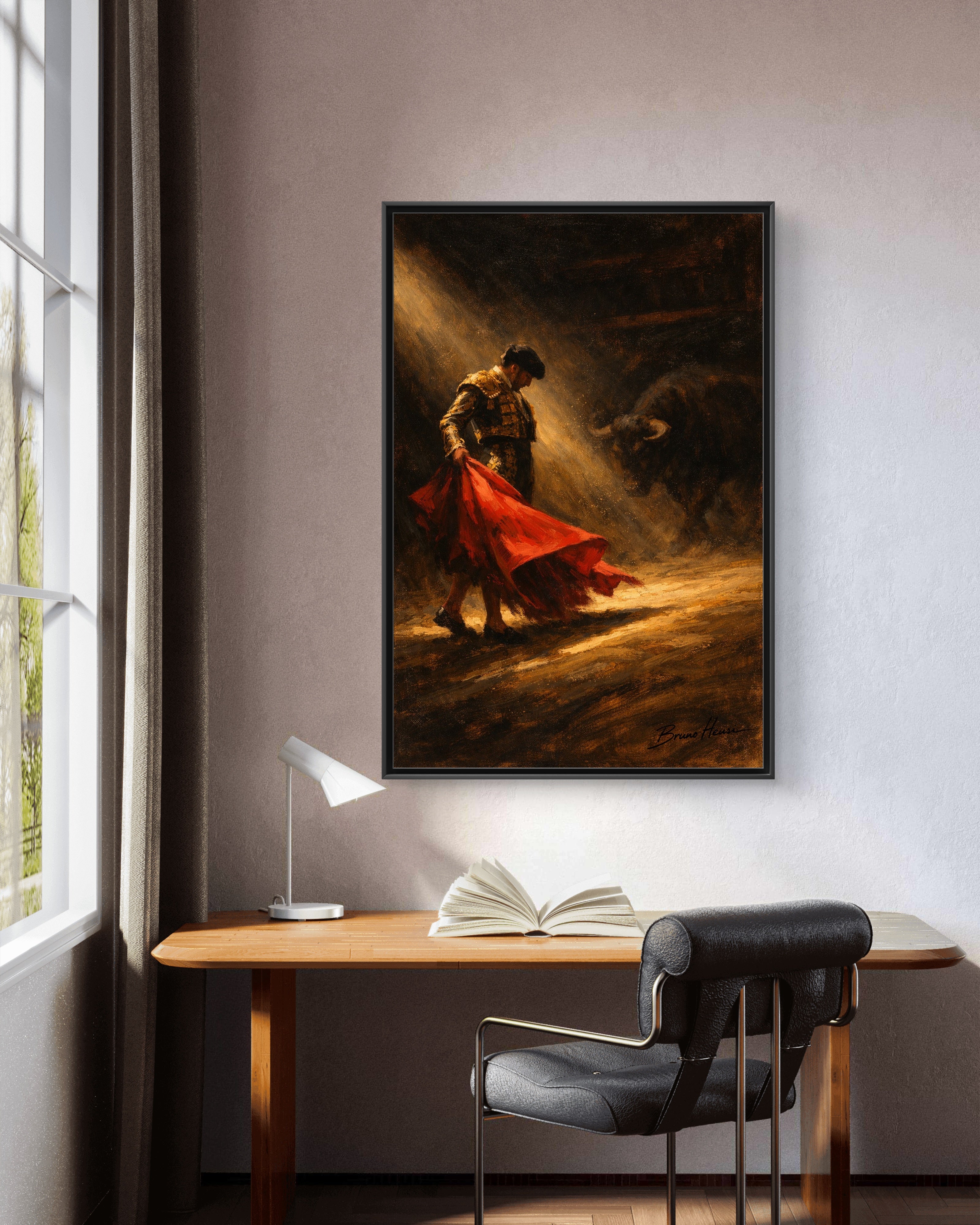 Matador Canvas Wall Art – Classic Spanish Bullfighting Scene Framed Print