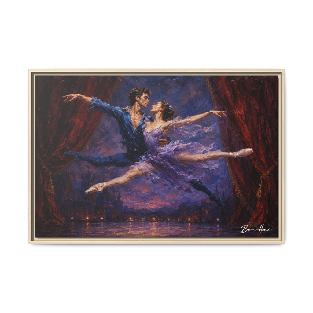 Framed Ballet Canvas Print — Romantic Dancing Couple Wall Art