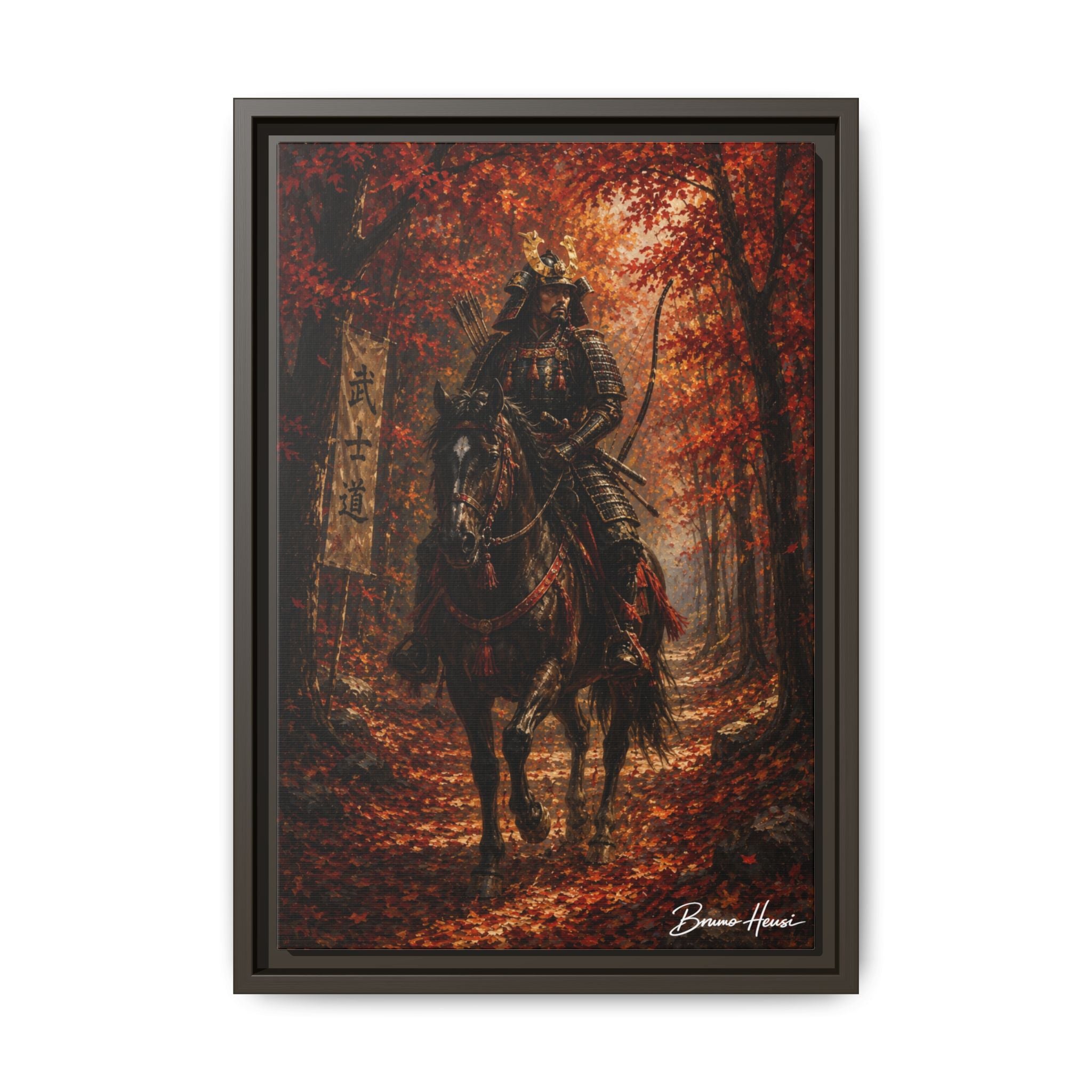Samurai Warrior Canvas Print — Framed Matte Autumn Wall Art