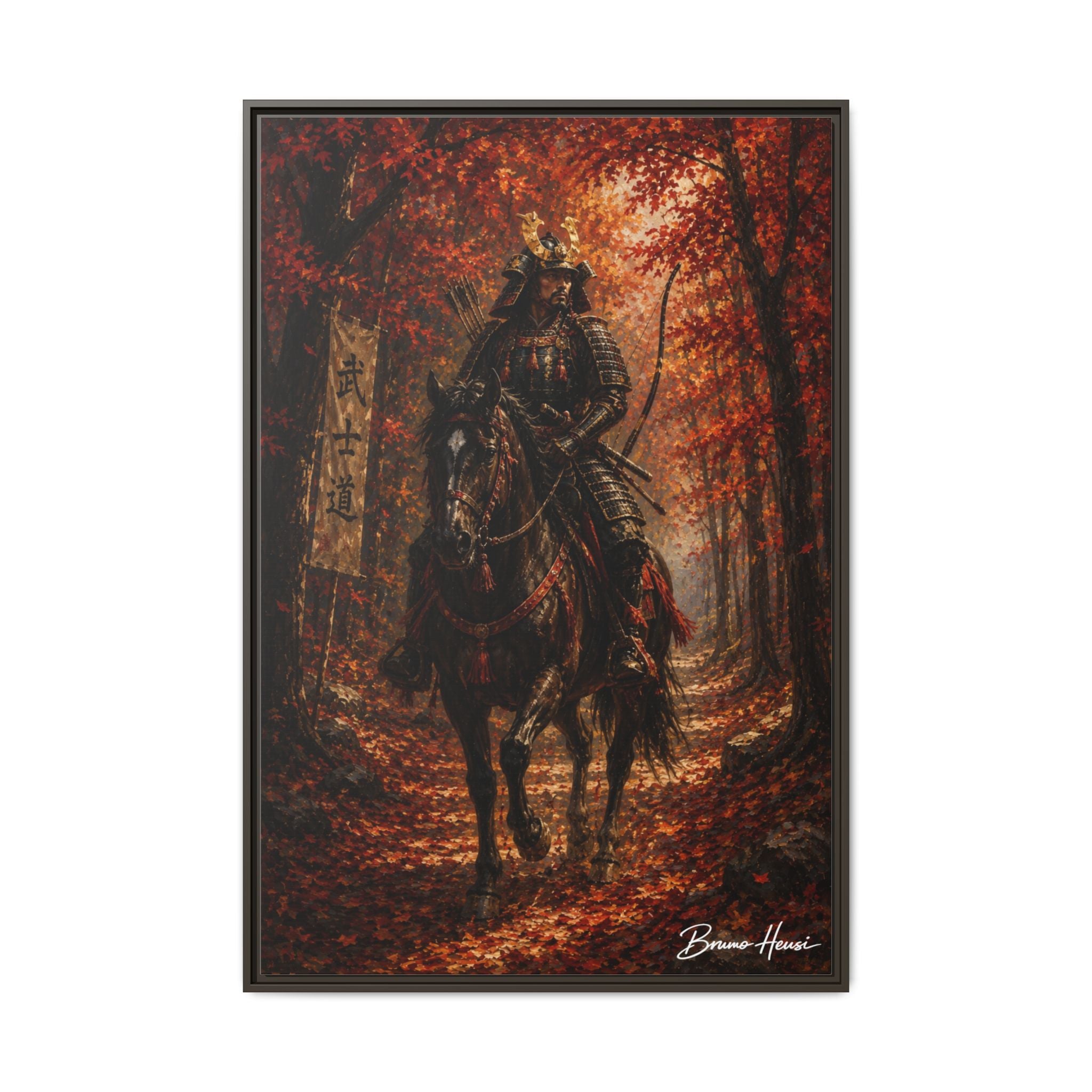 Samurai Warrior Canvas Print — Framed Matte Autumn Wall Art