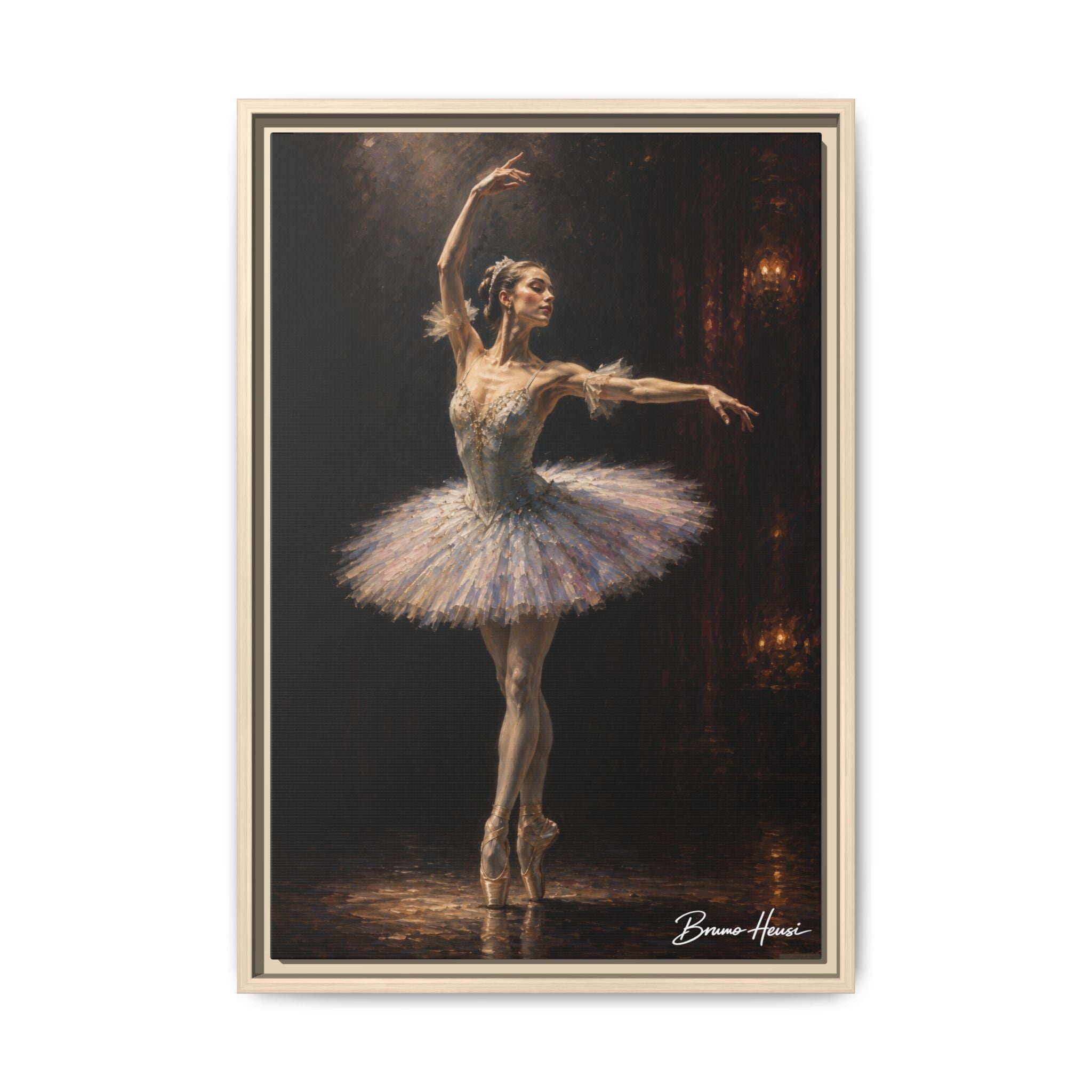 Framed Ballet Dancer Canvas Print — Elegant Ballerina Wall Art