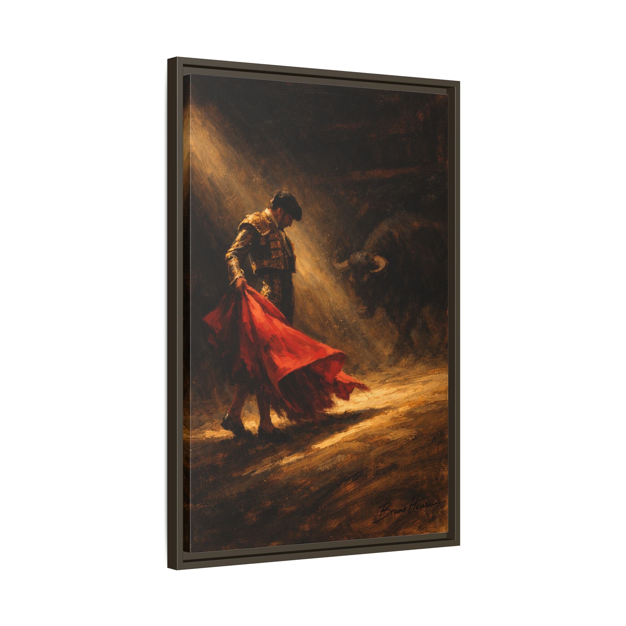 Matador Canvas Wall Art – Classic Spanish Bullfighting Scene Framed Print