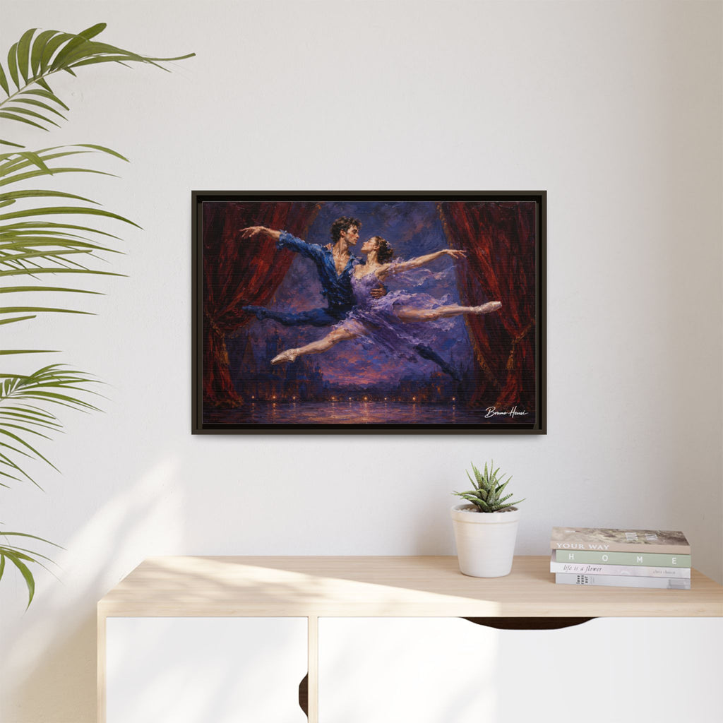 Framed Ballet Canvas Print — Romantic Dancing Couple Wall Art
