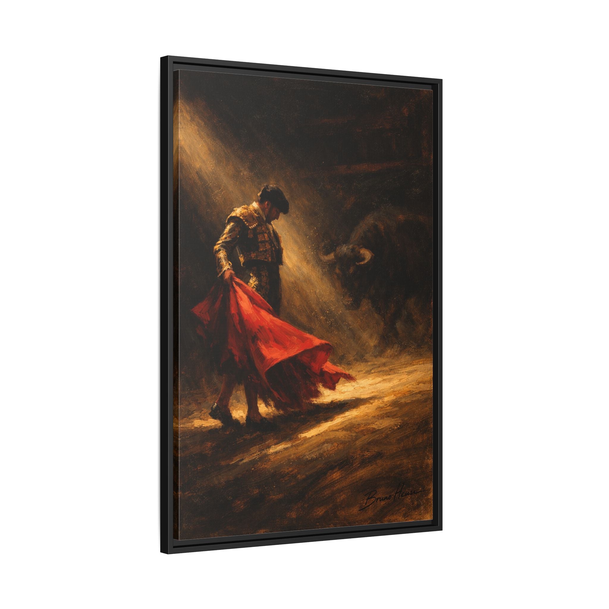 Matador Canvas Wall Art – Classic Spanish Bullfighting Scene Framed Print