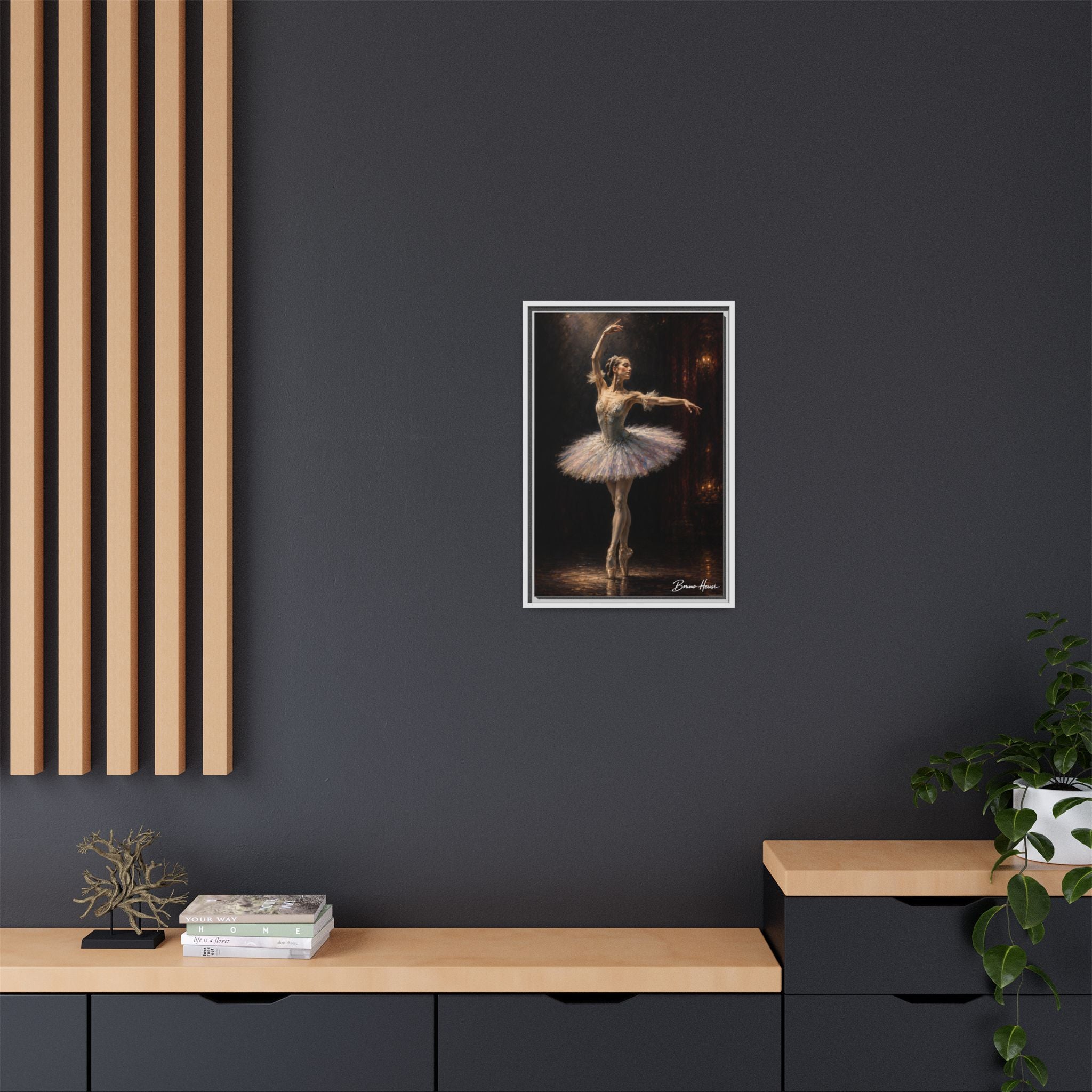 Framed Ballet Dancer Canvas Print — Elegant Ballerina Wall Art