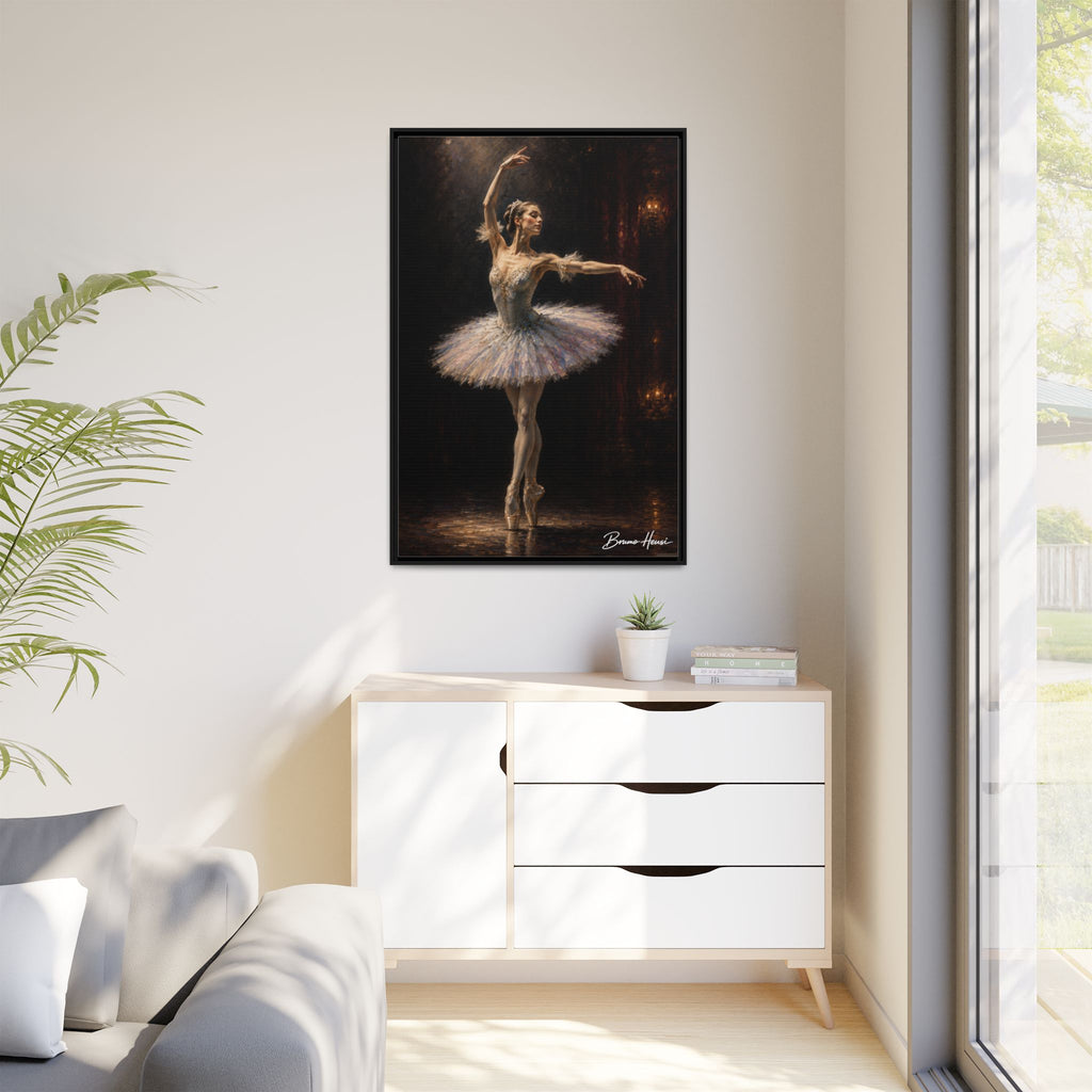 Framed Ballet Dancer Canvas Print — Elegant Ballerina Wall Art