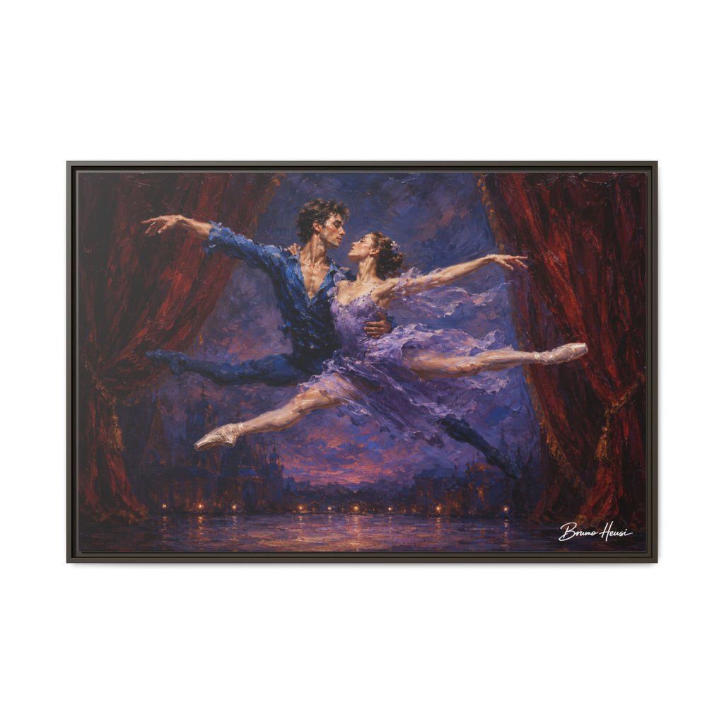 Framed Ballet Canvas Print — Romantic Dancing Couple Wall Art