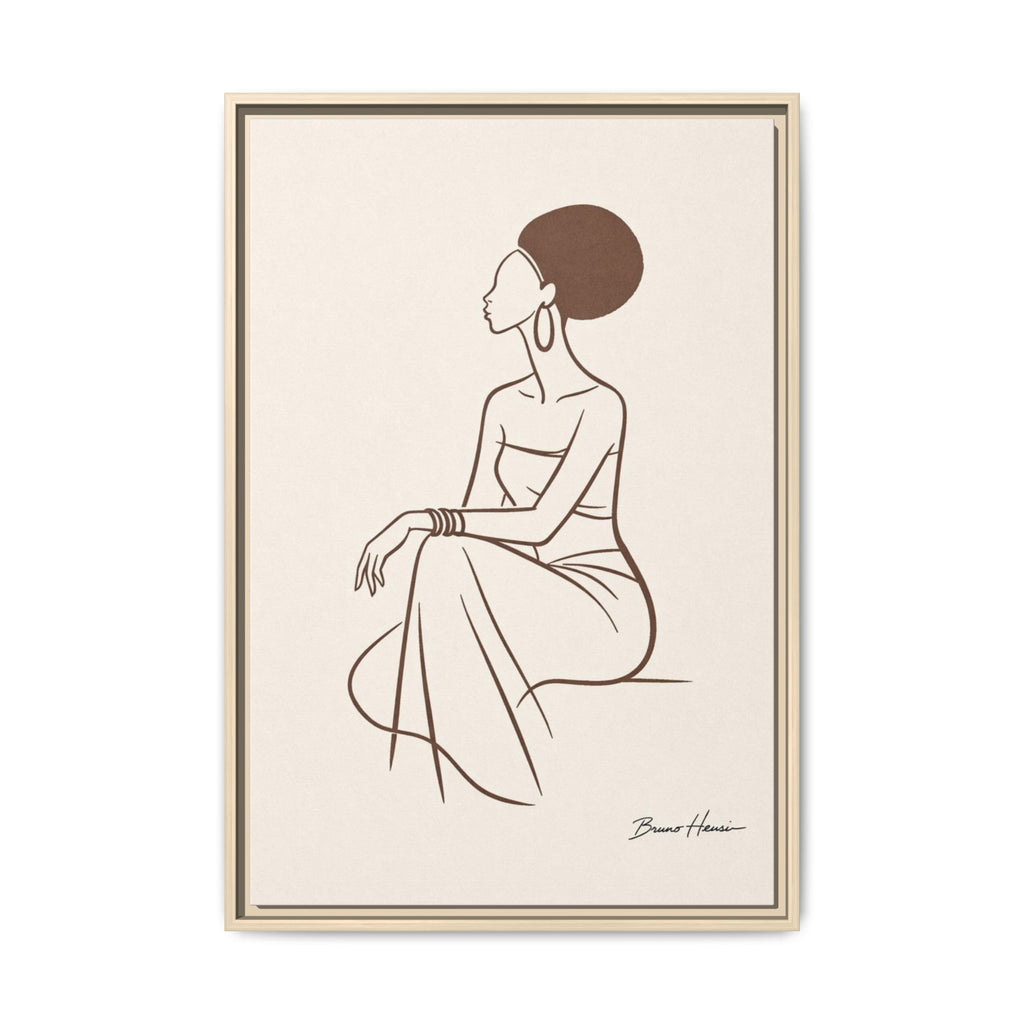 Elegant Minimalist Line Art Woman — Framed Matte Canvas Wall Art
