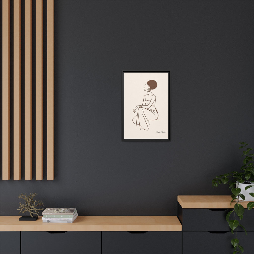 Elegant Minimalist Line Art Woman — Framed Matte Canvas Wall Art