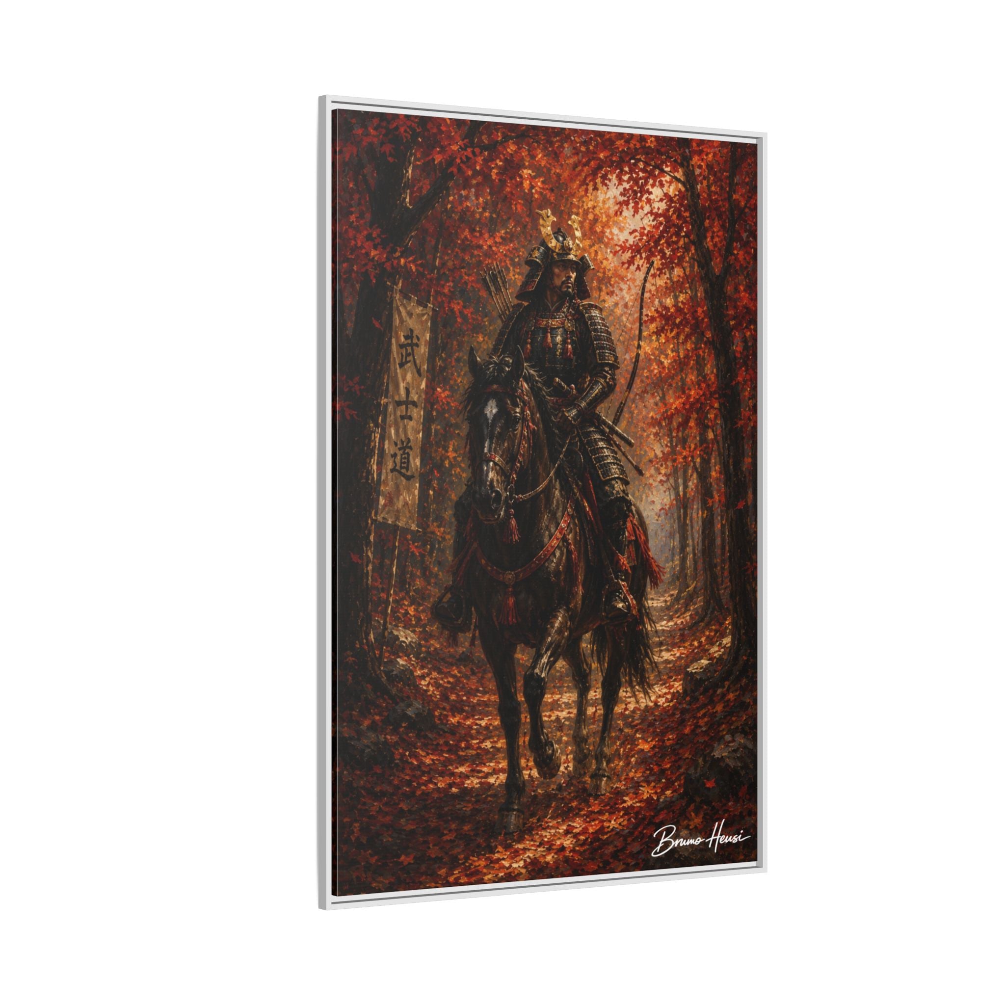 Samurai Warrior Canvas Print — Framed Matte Autumn Wall Art
