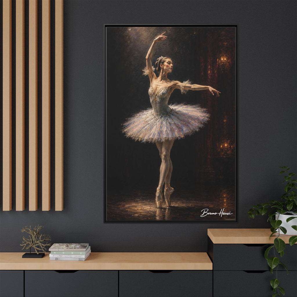Framed Ballet Dancer Canvas Print — Elegant Ballerina Wall Art