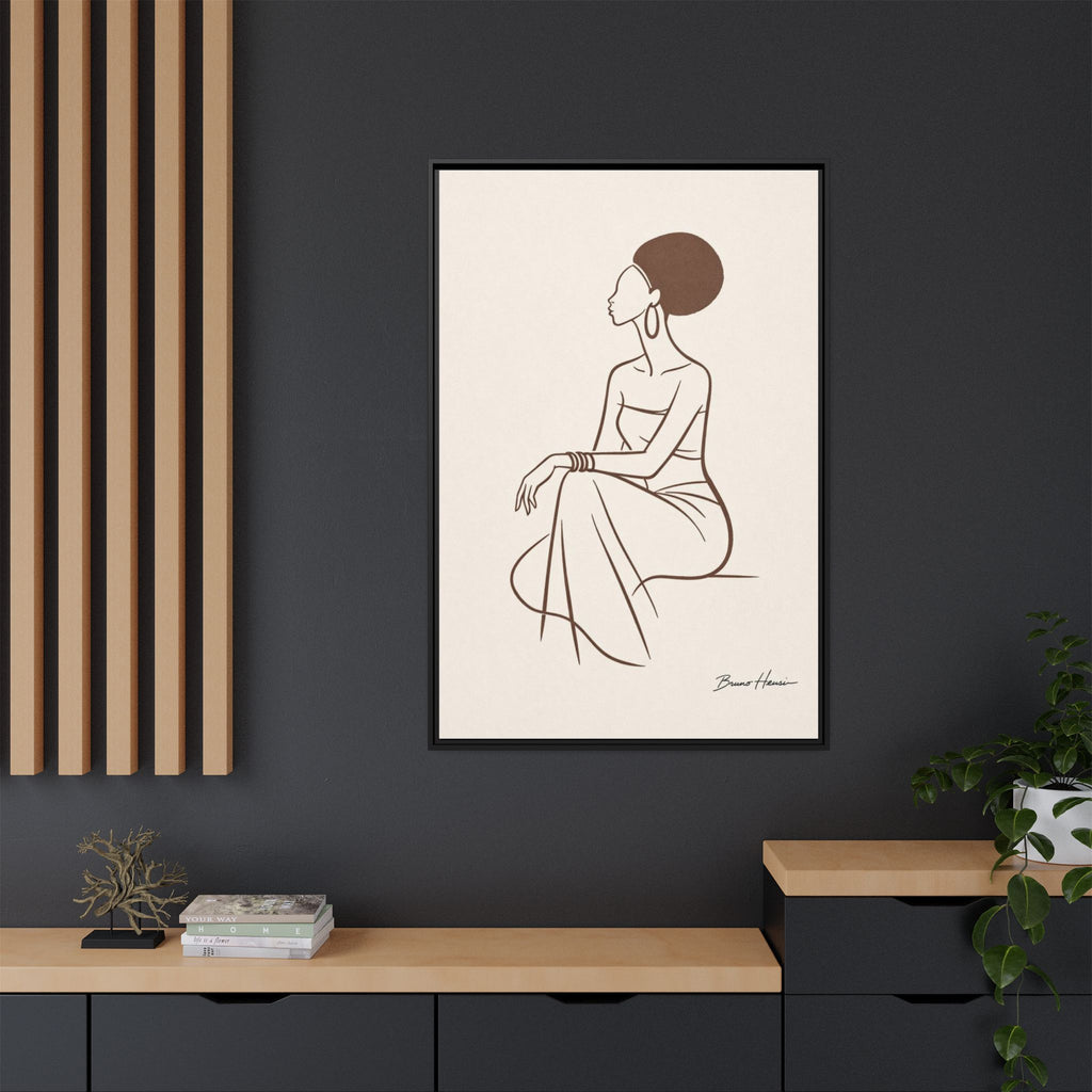 Elegant Minimalist Line Art Woman — Framed Matte Canvas Wall Art