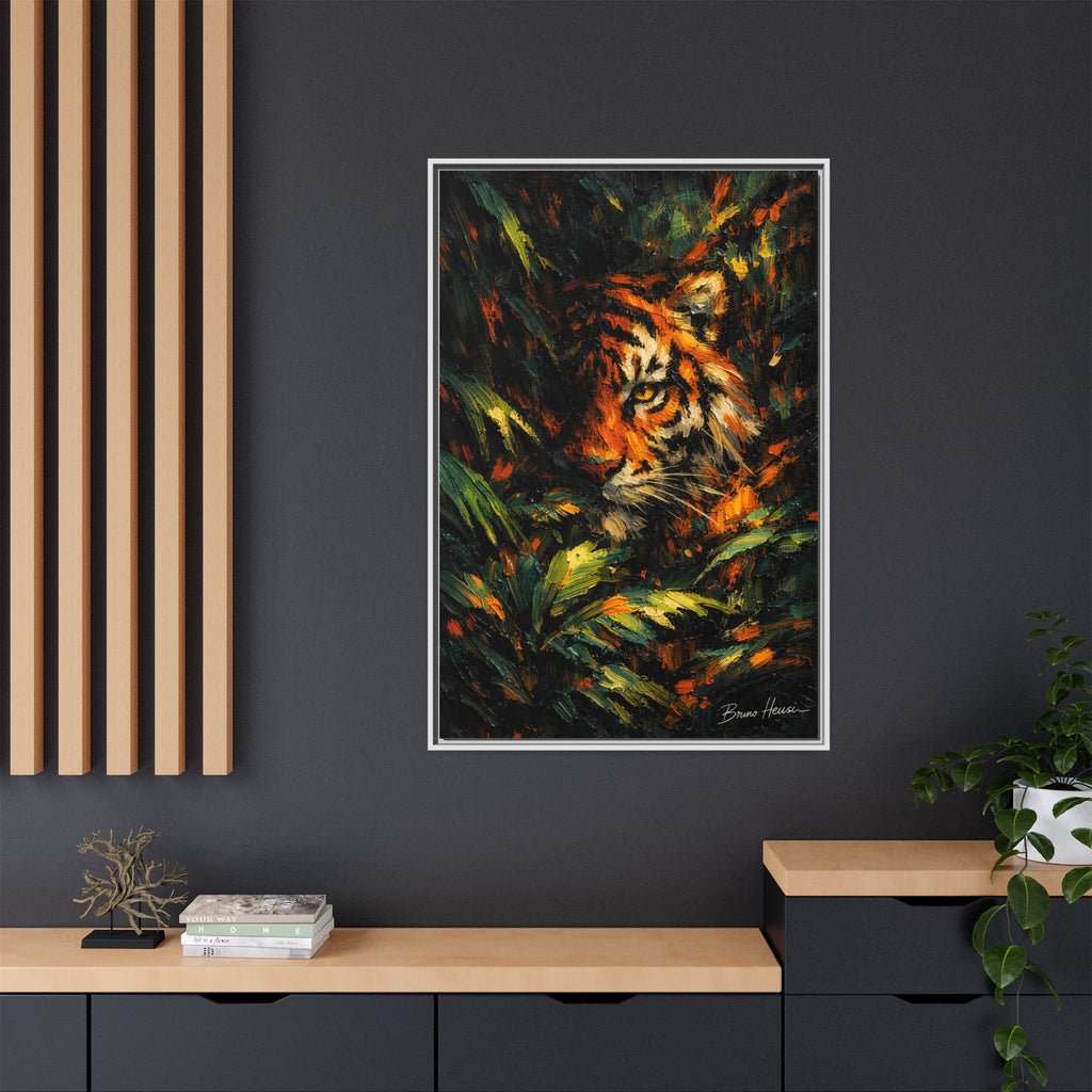 Framed Matte Canvas - Vibrant Tiger Jungle Print