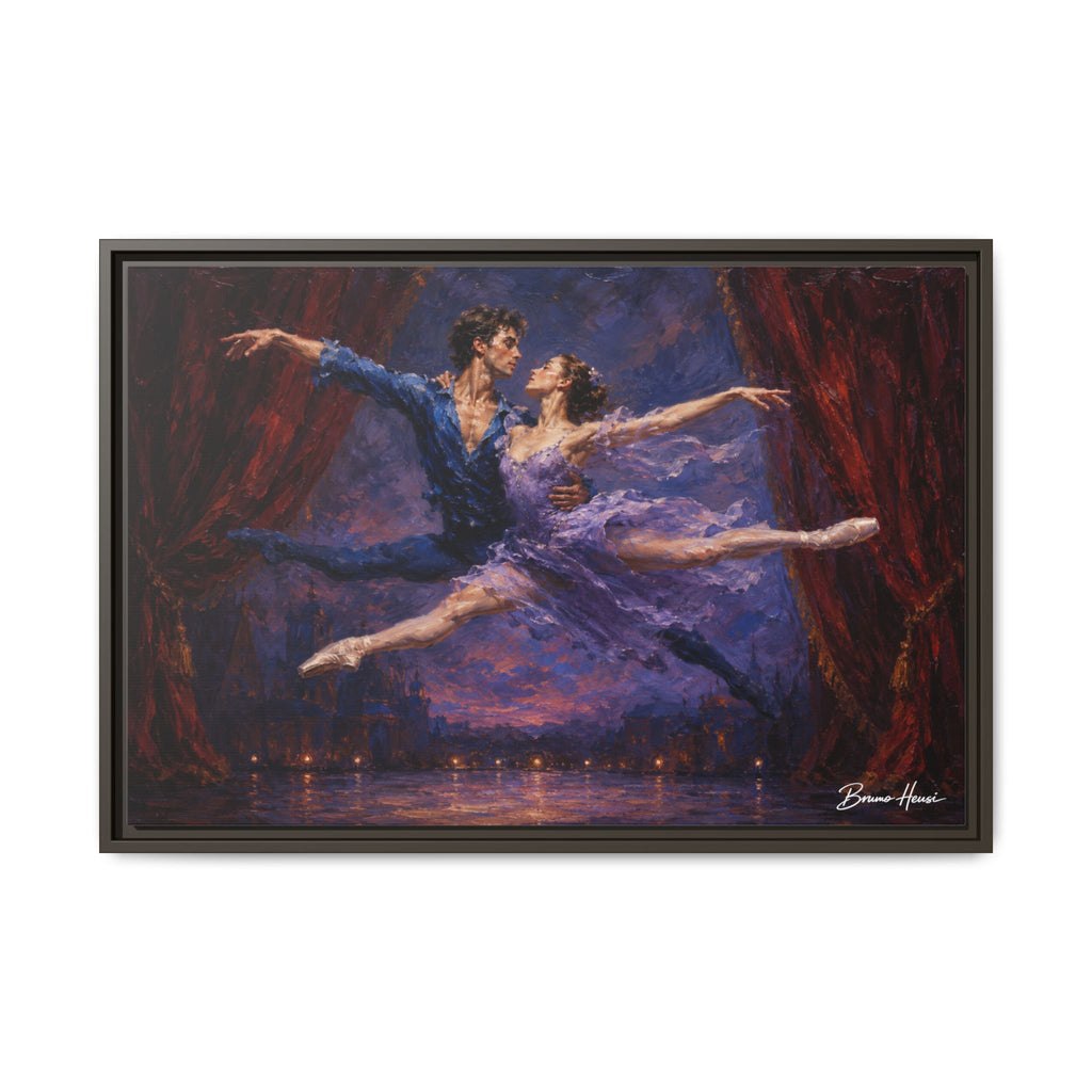 Framed Ballet Canvas Print — Romantic Dancing Couple Wall Art