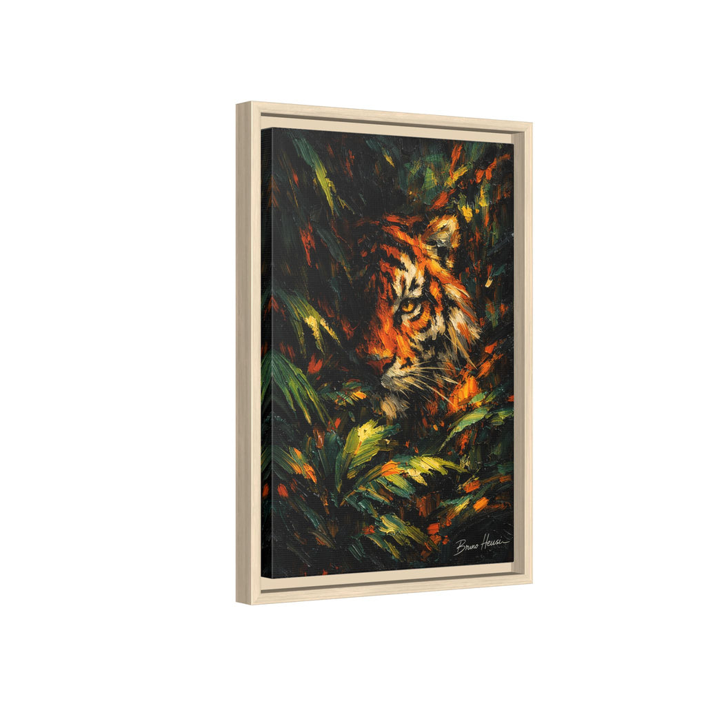 Framed Matte Canvas - Vibrant Tiger Jungle Print