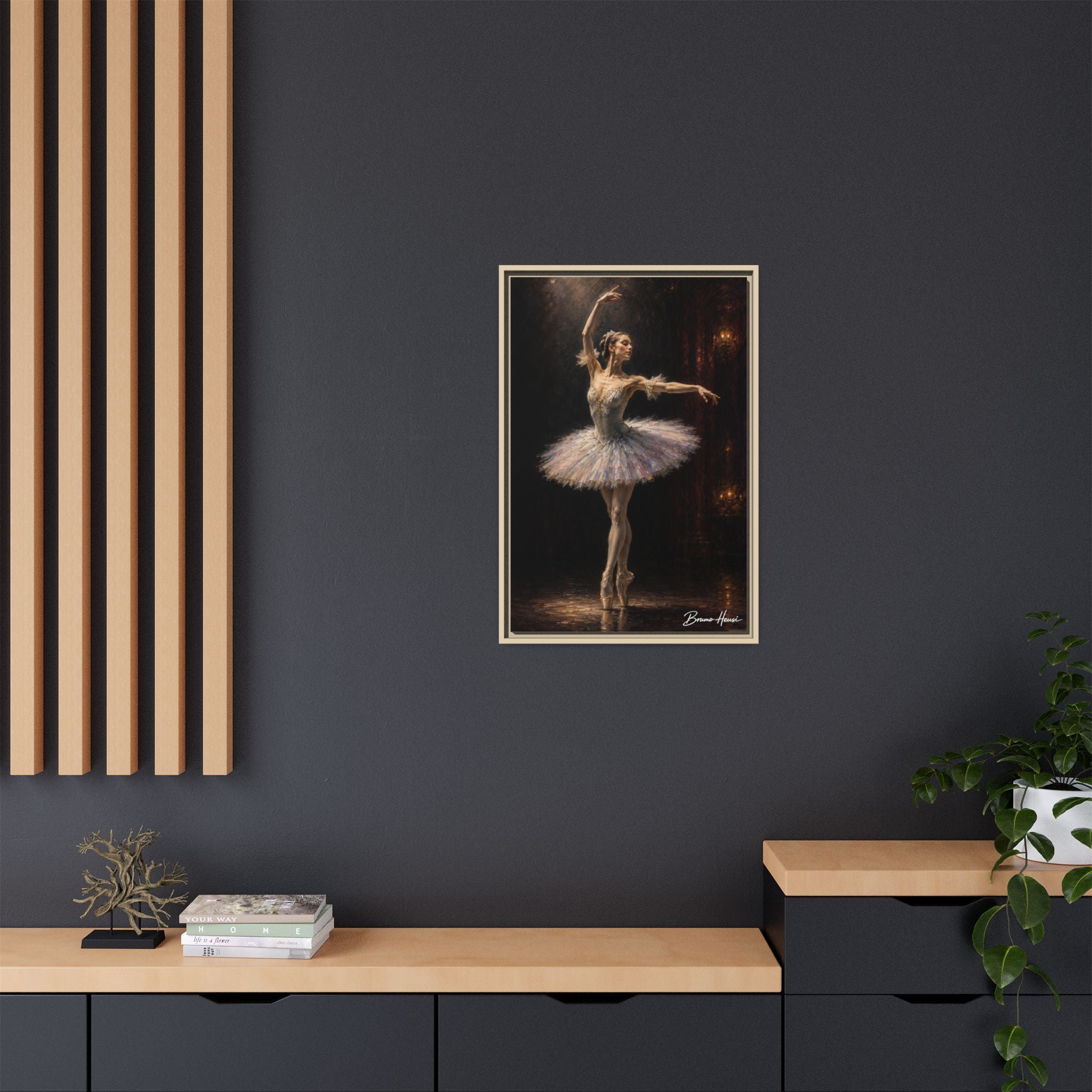 Framed Ballet Dancer Canvas Print — Elegant Ballerina Wall Art